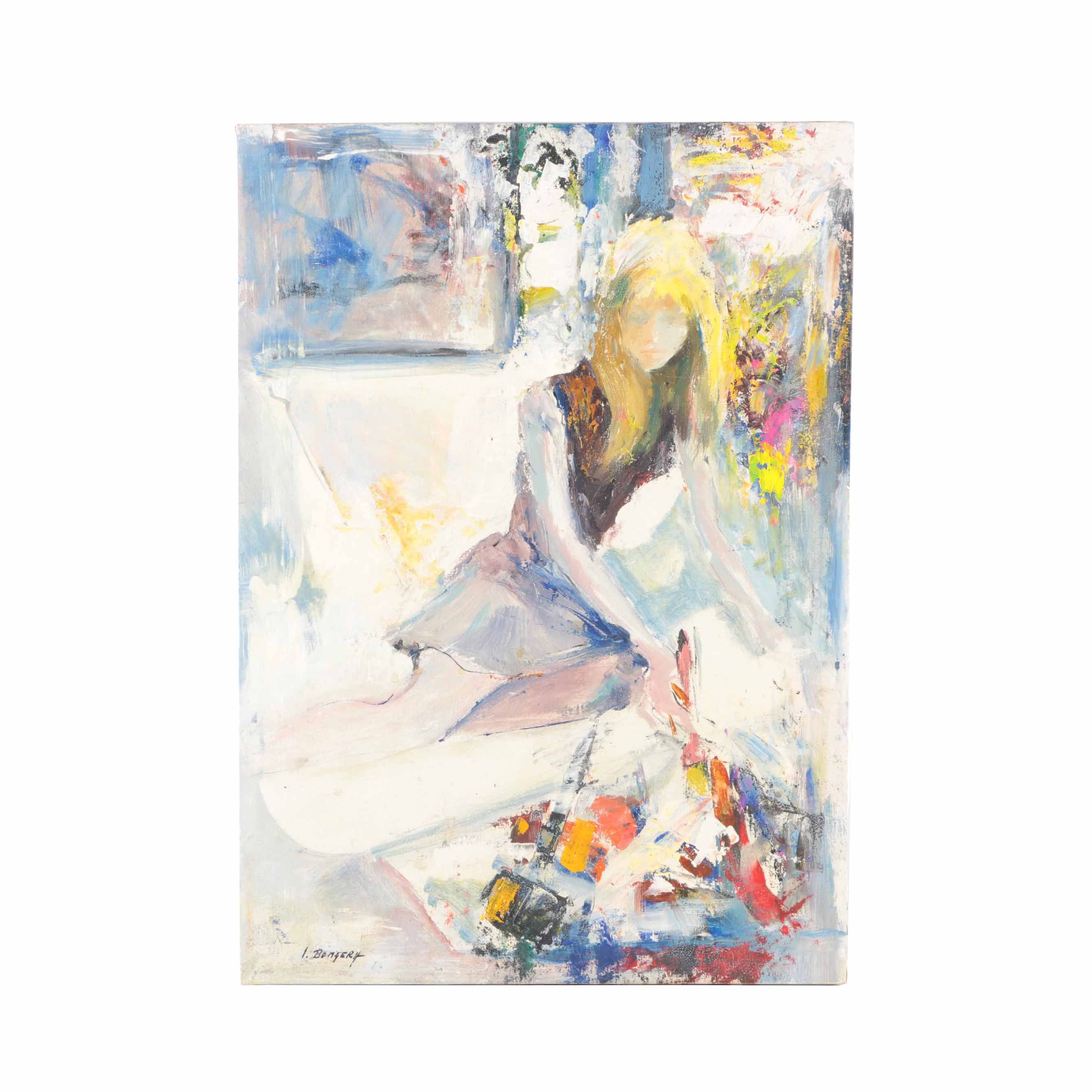 Impressionist Oil on Canvas Portrait of a Girl Signed Bongera