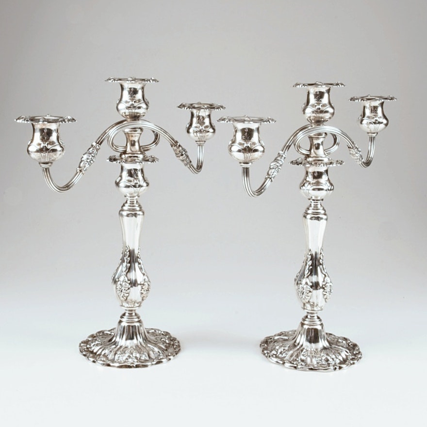 Pair of Reed & Barton Weighted Sterling "Francis I" Candelabra