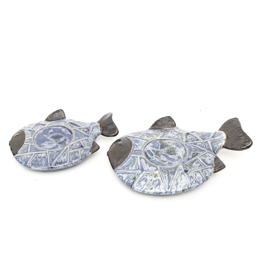 Pair of Ceramic Fish Candleholders