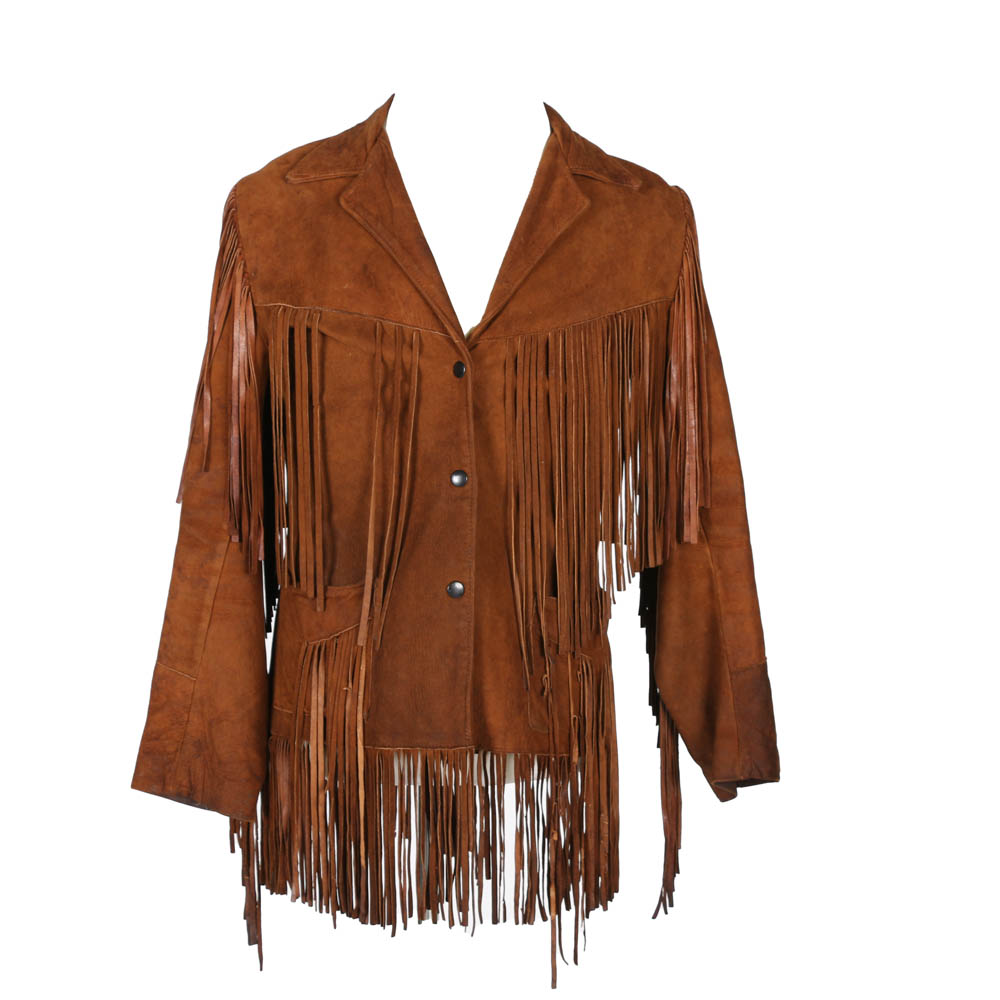 Vintage Brown Suede Fringe Jacket by Joo Kay