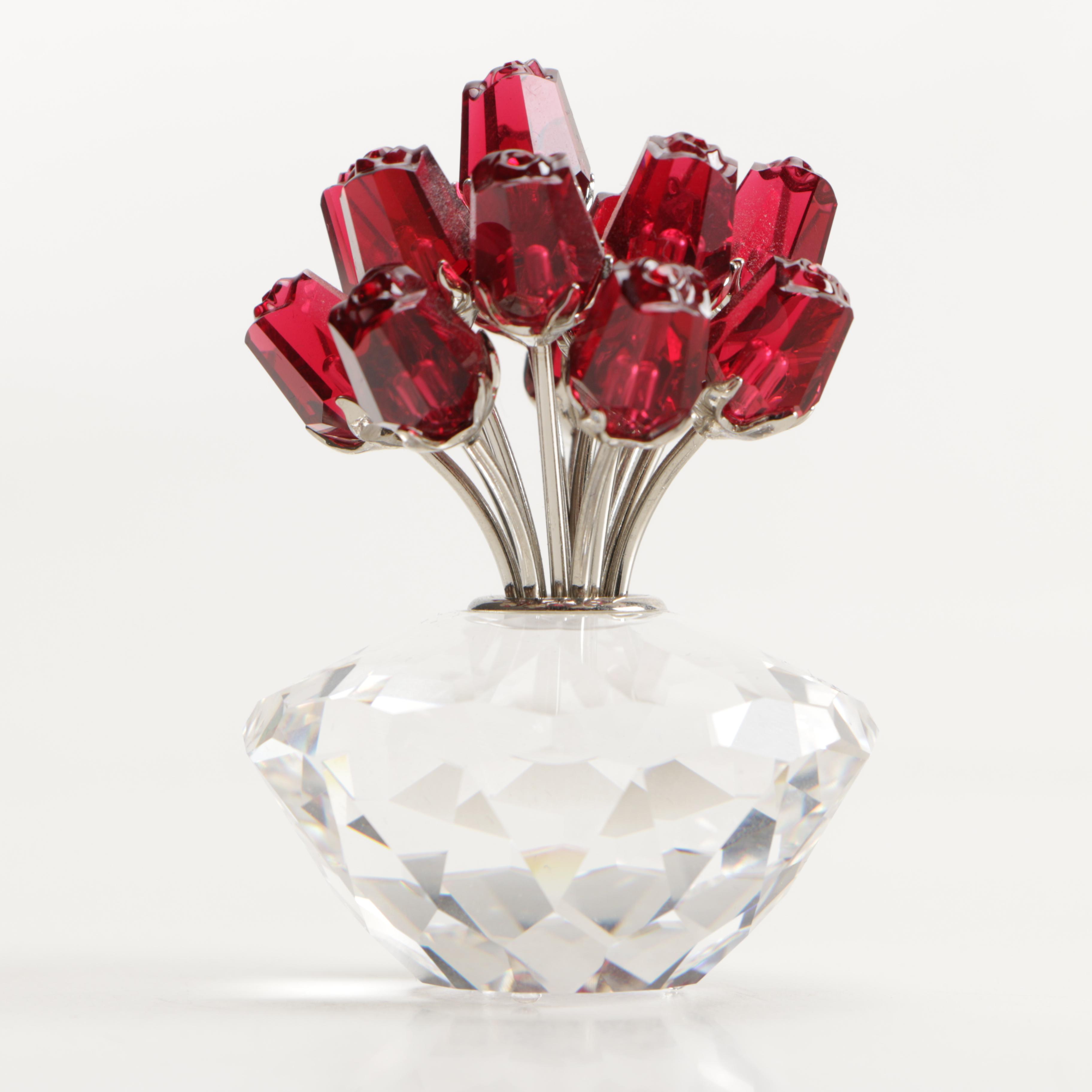 Swarovski Crystal Vase of Roses