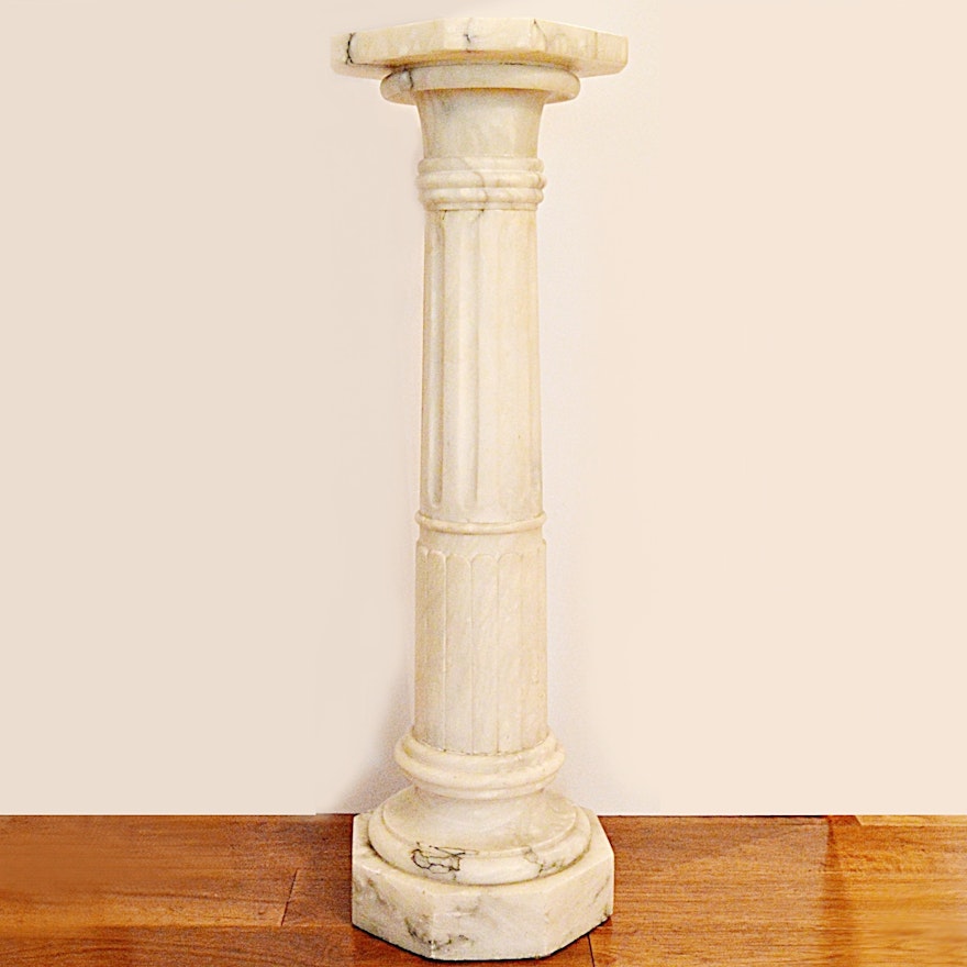 Antique White Marble Column Pedestal