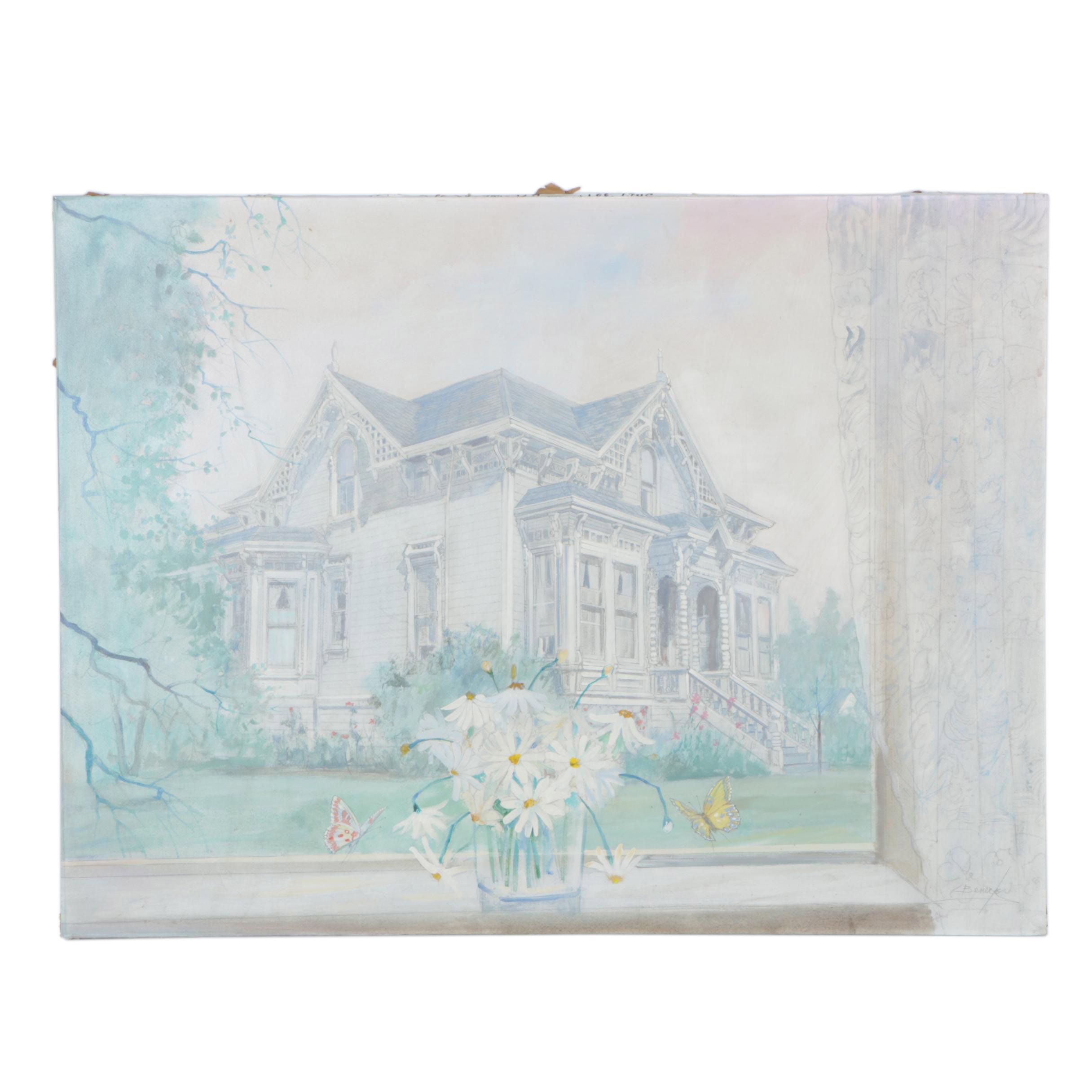 William Benecke Oil On Canvas "Victorian House"