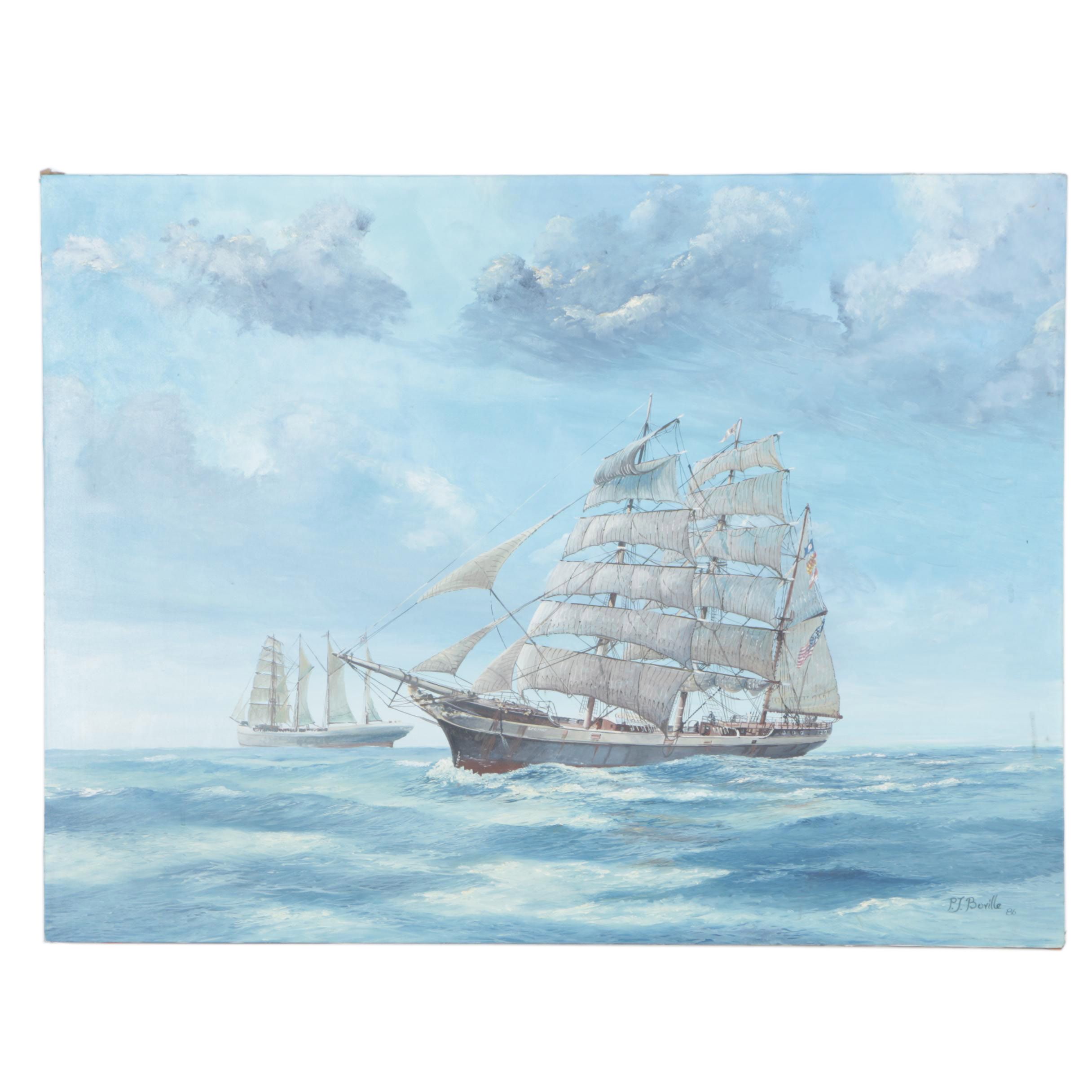 Philip John Boville Original Oil Painting "Sailing Vessel"