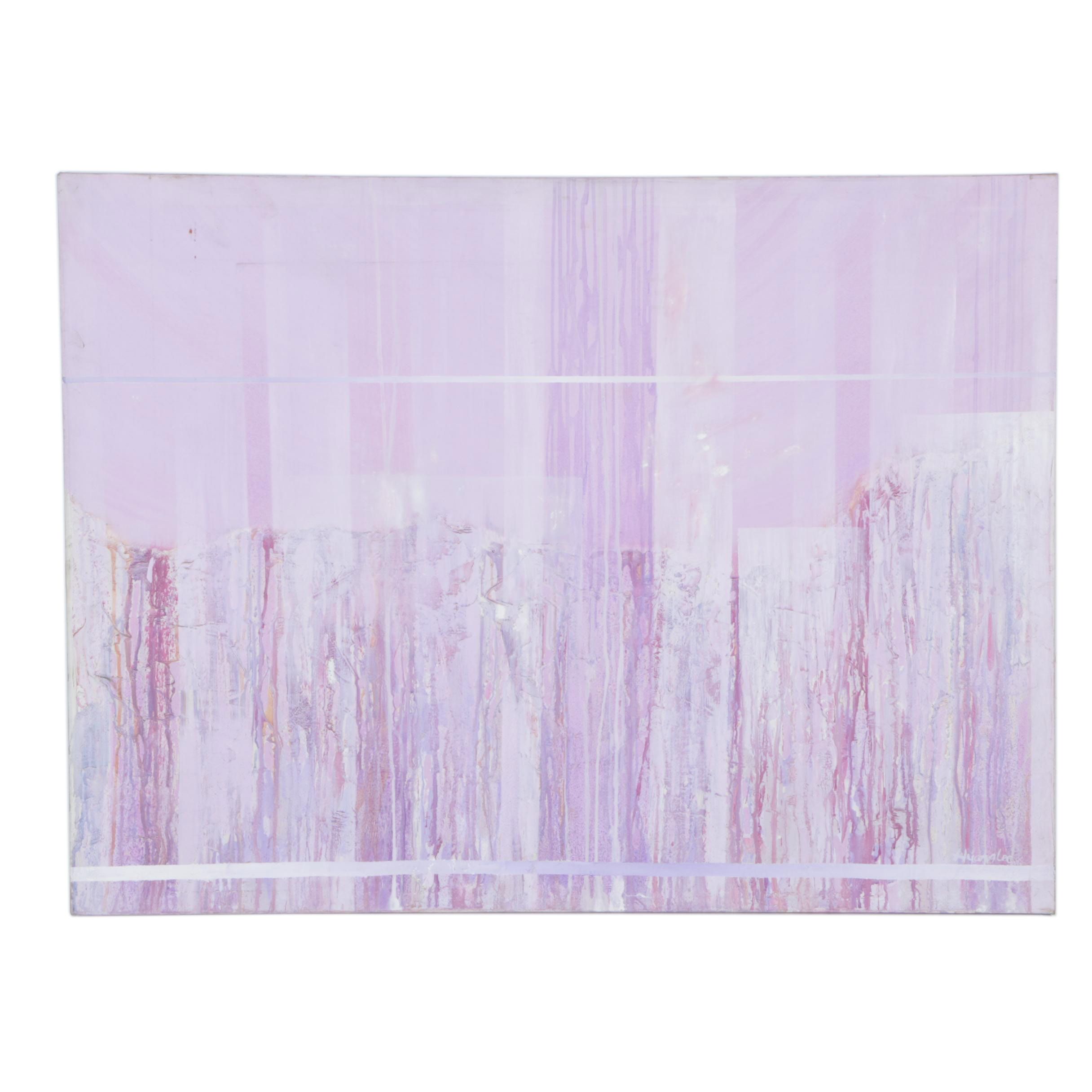 Purple Oil Abstract Painting on Canvas Board