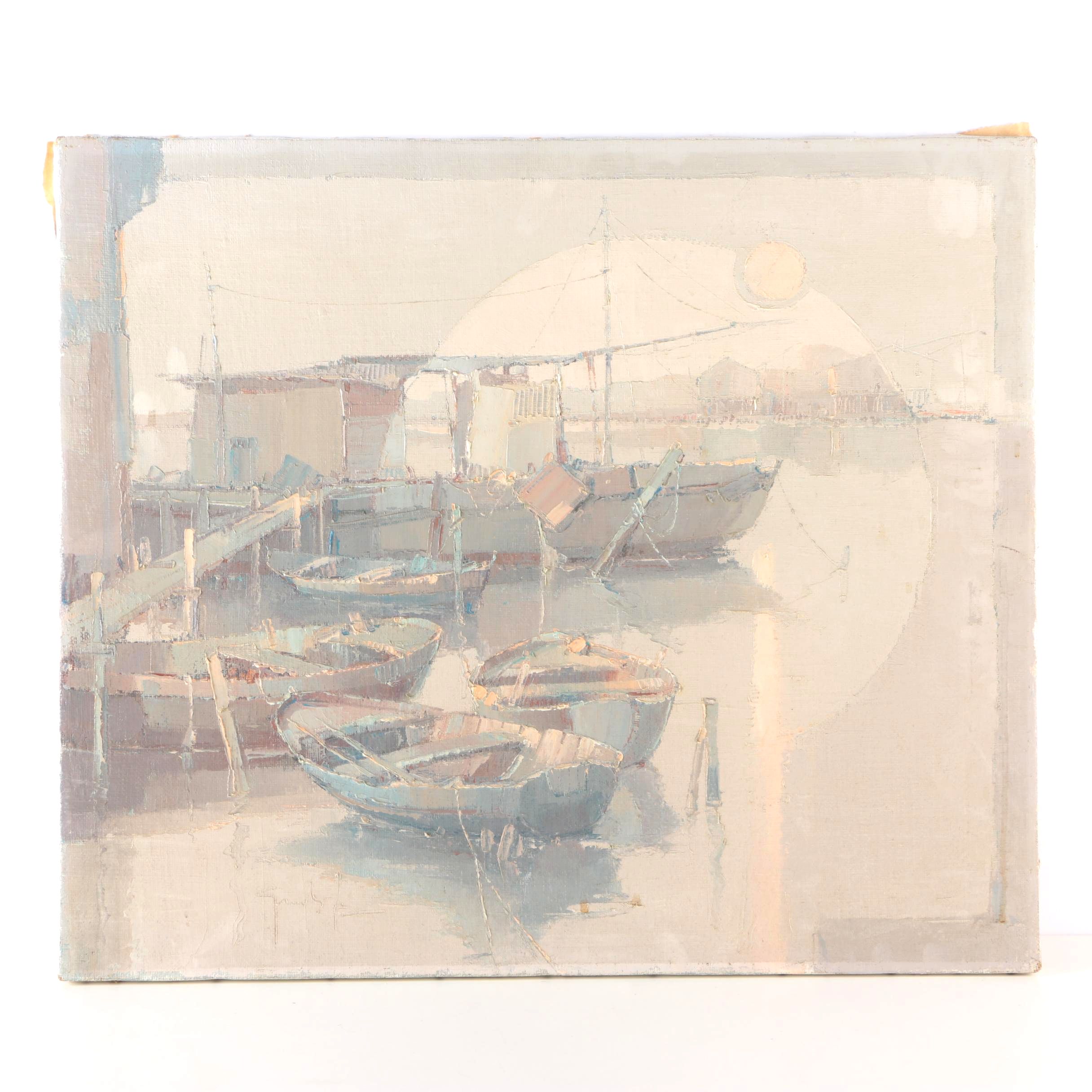 Gnocchi Franco Original Oil on Burlap "Vecchio Barcone"