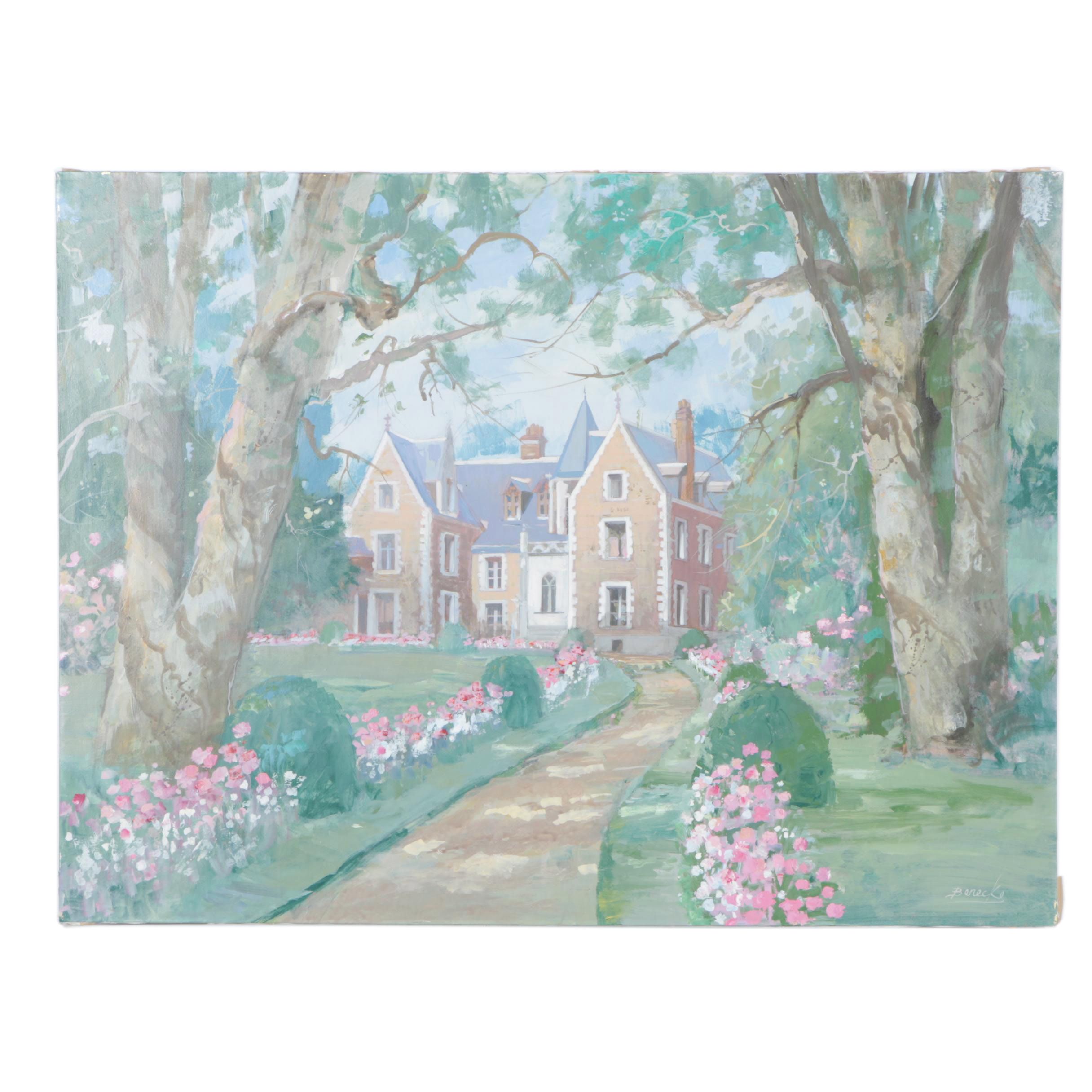 William Benecke Oil Painting on Canvas "Chateau at Amboise"