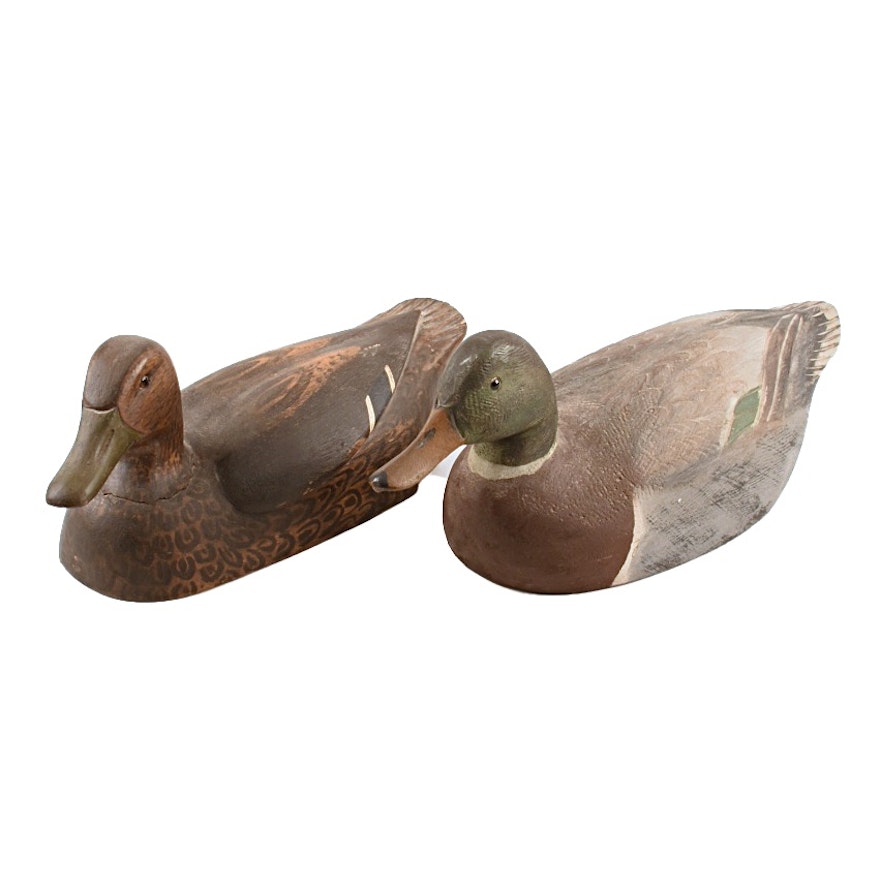 Two Vintage Wooden Duck Decoys