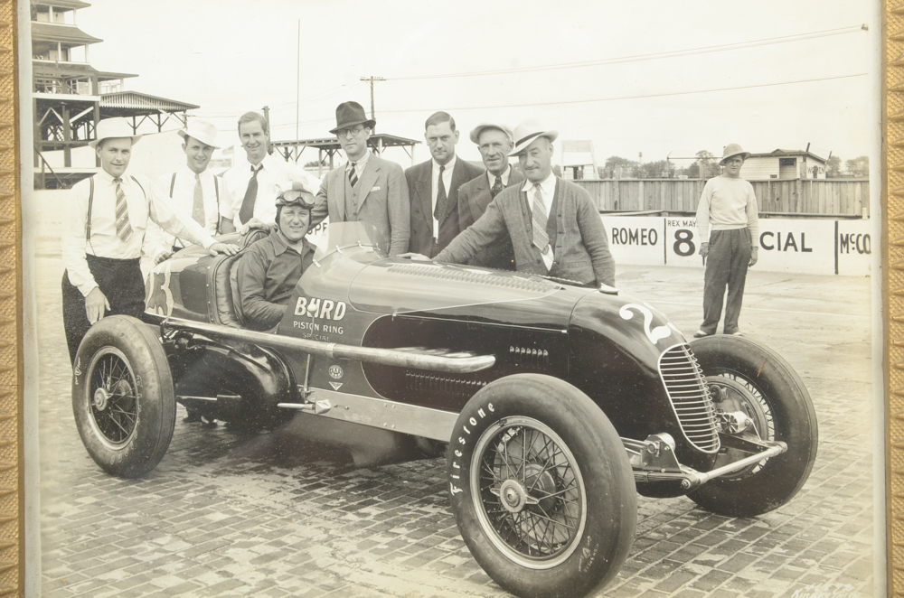 Black and White Photograph of Floyd Roberts at the Burd Piston Racing Special