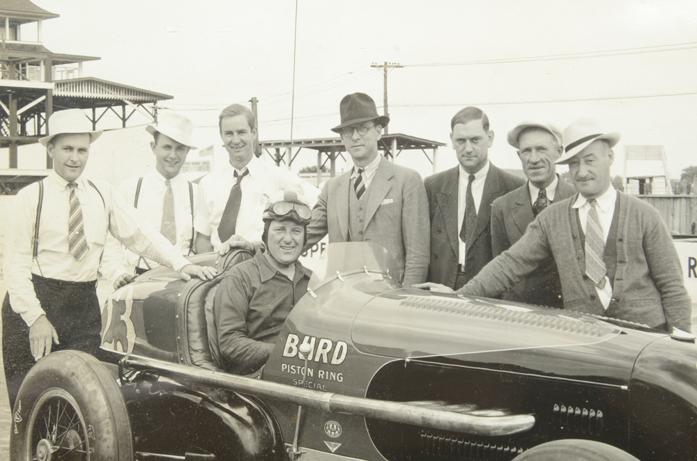 Black and White Photograph of Floyd Roberts at the Burd Piston Racing Special