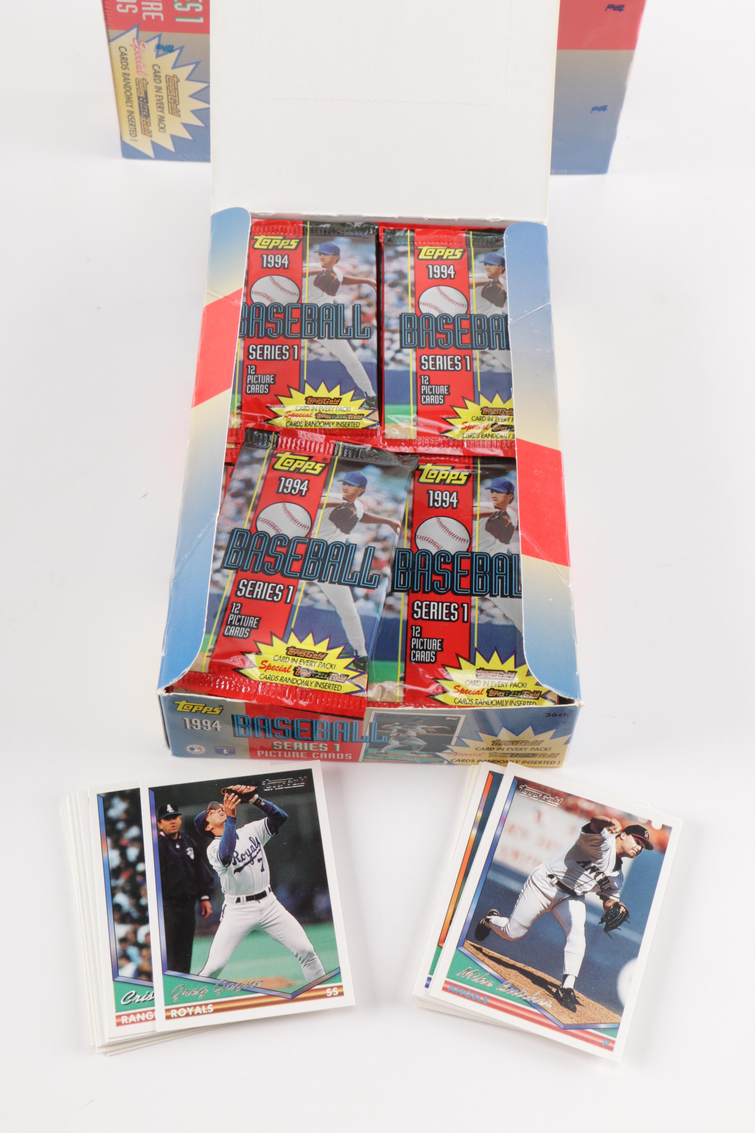 Baseball Card Boxes with Unopened Packs