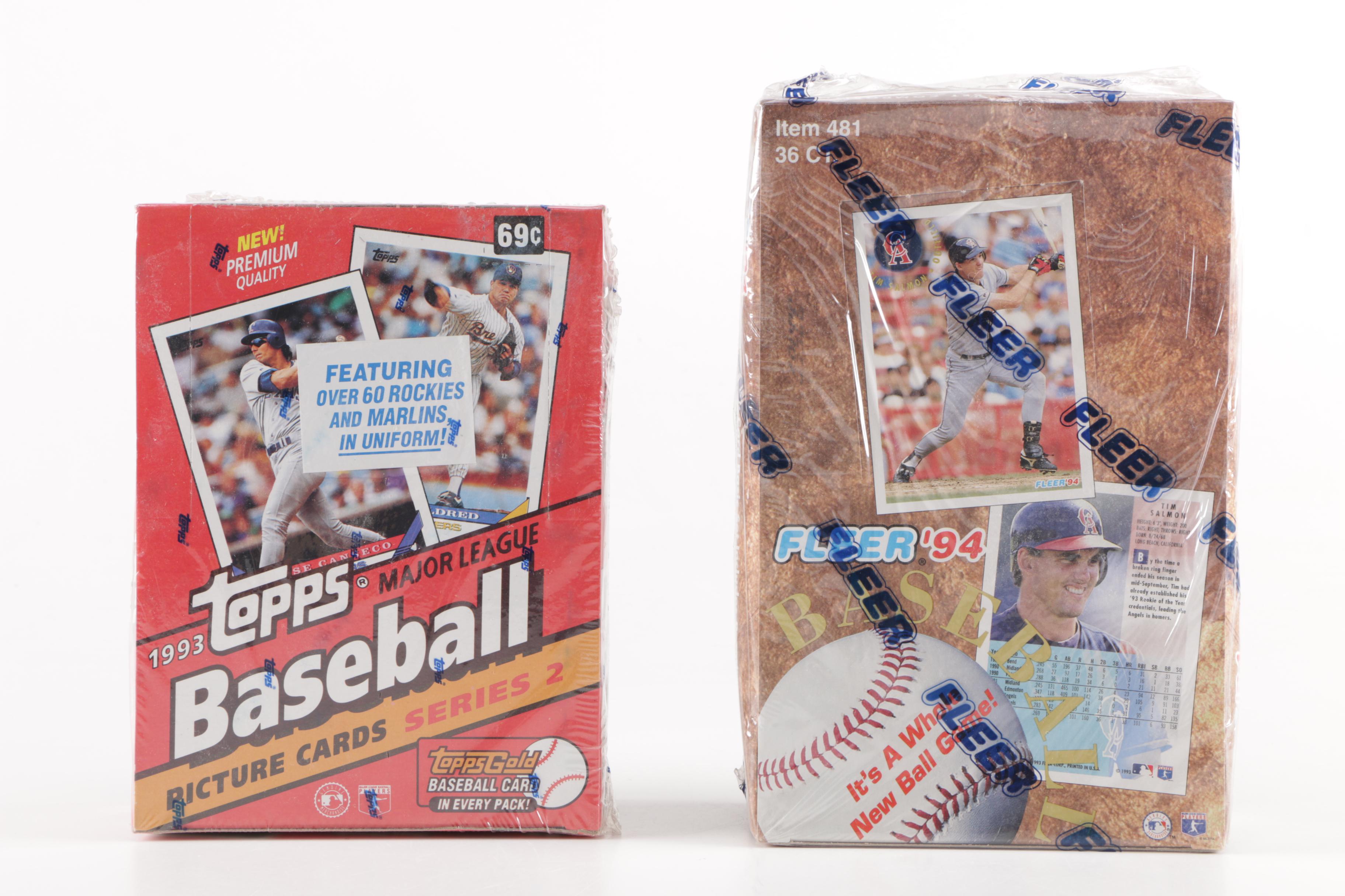 Baseball Card Boxes with Unopened Packs