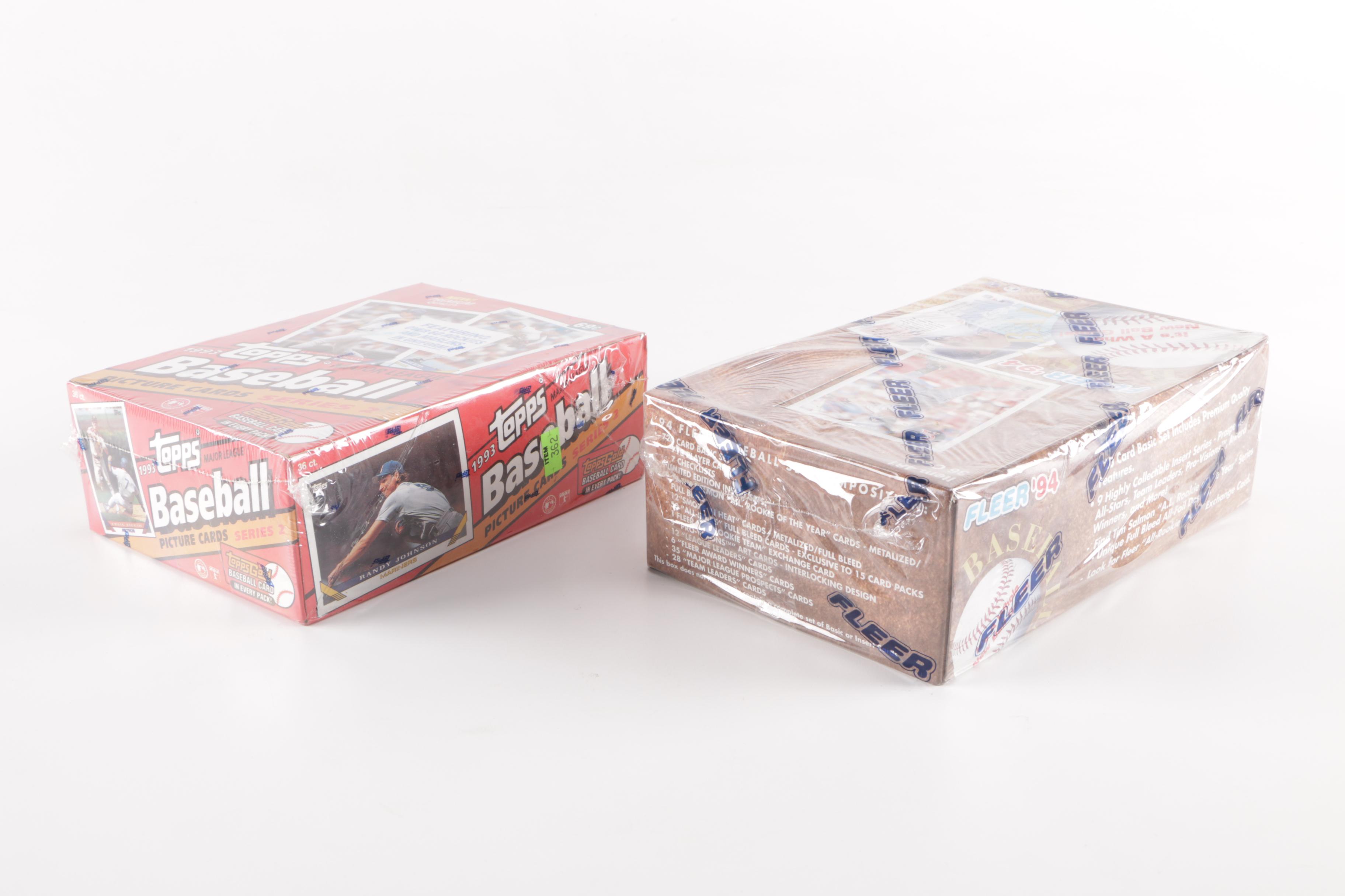 Baseball Card Boxes with Unopened Packs