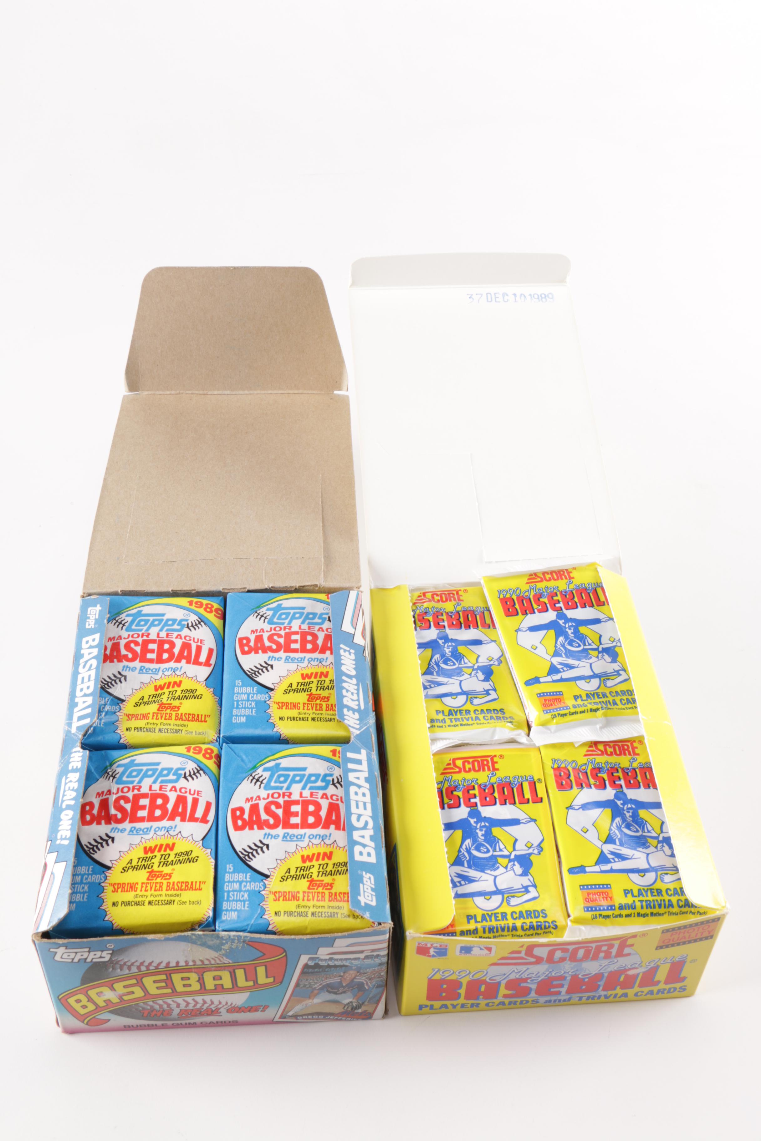 Baseball Card Boxes with Unopened Packs