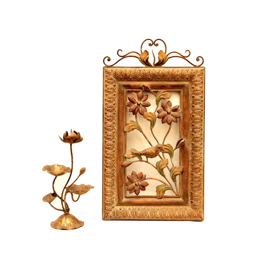 Metal Wall Decor and Garniture with Floral Theme