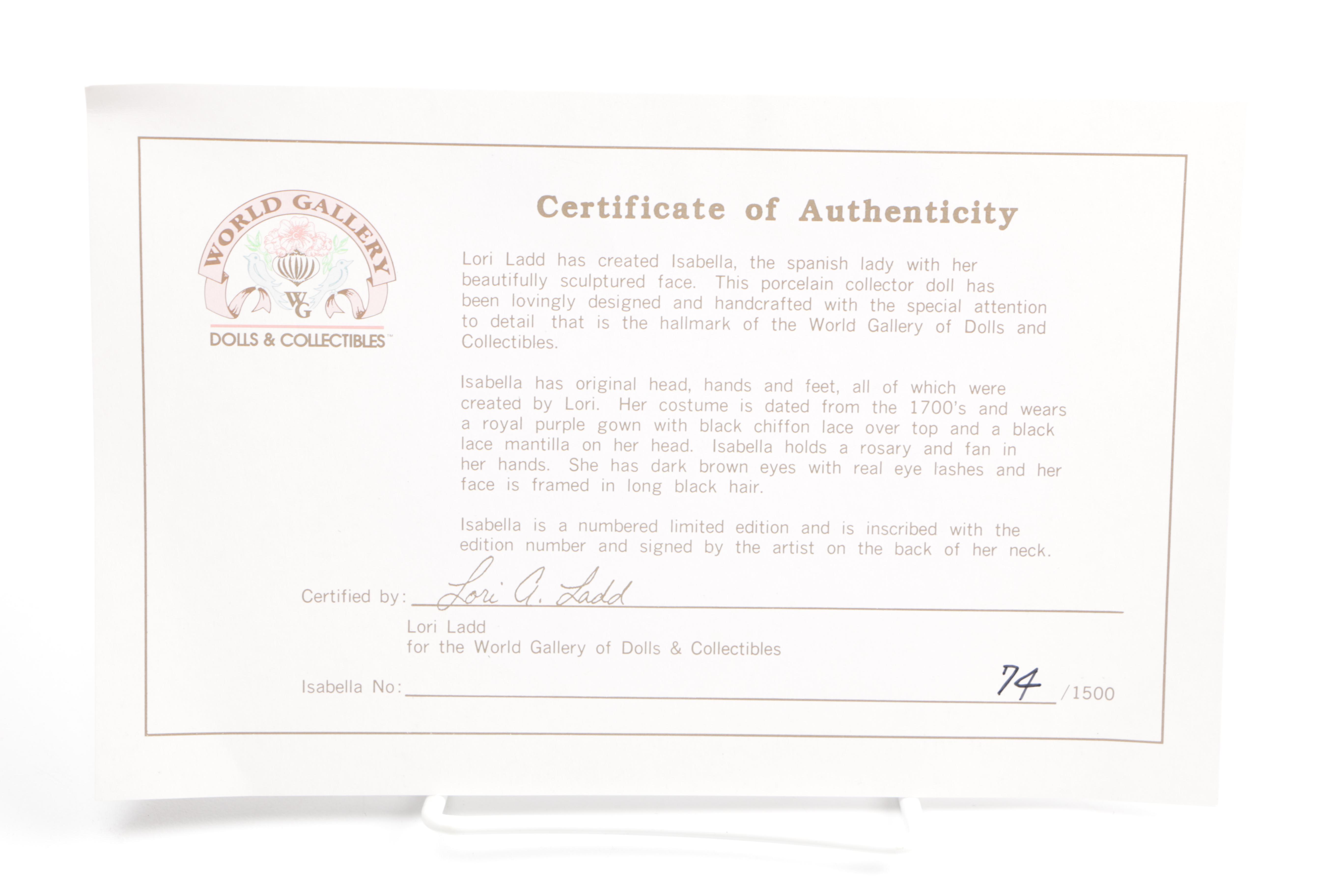 "Isabella" by Lori A. Ladd Limited Edition Doll