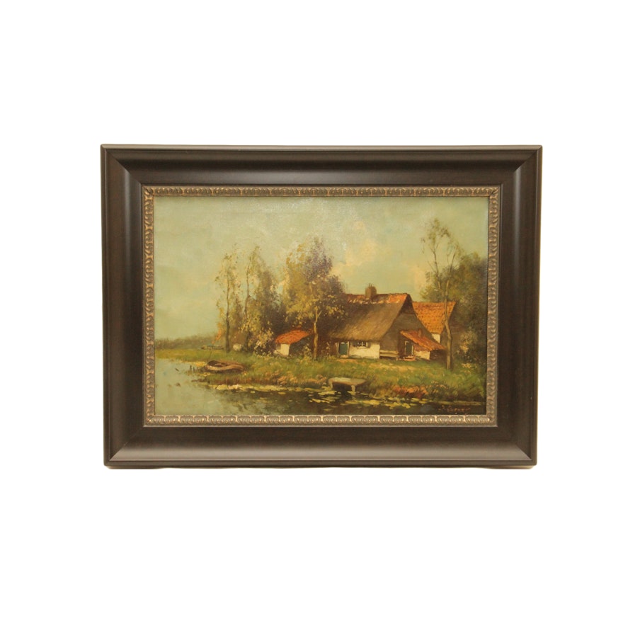 Oil on Canvas Painting of a Cottage