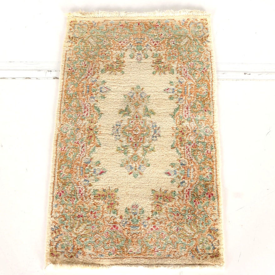 Hand-Knotted Kerman Accent Rug