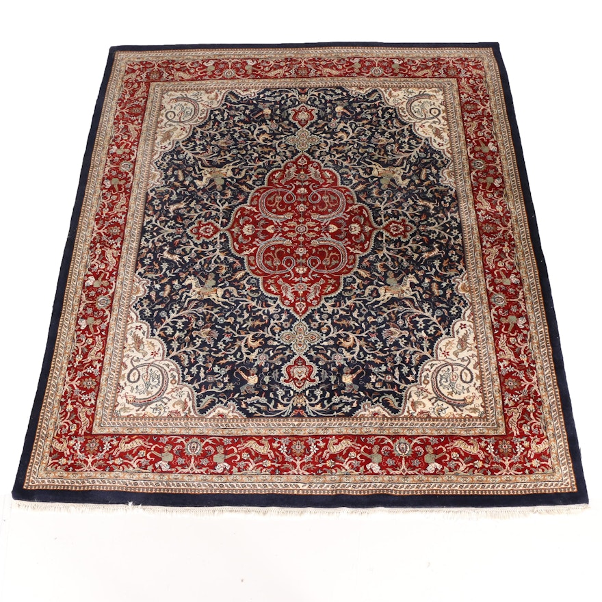 Hand-Knotted Persian Tabriz Hunting Rug