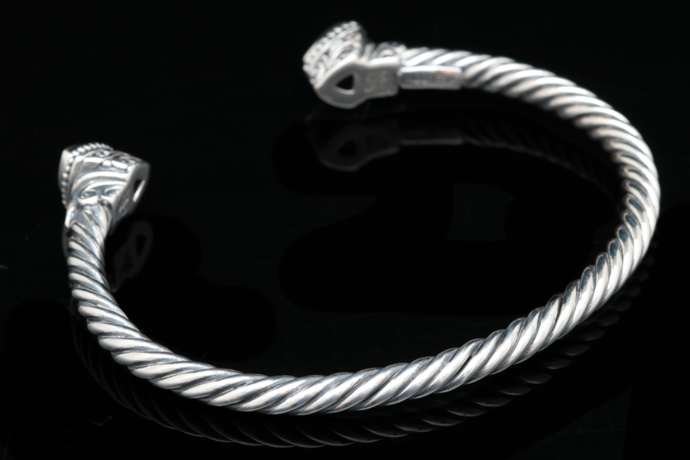 Robert Manse Sterling Silver, 18K Gold and Citrine Bangle Bracelet