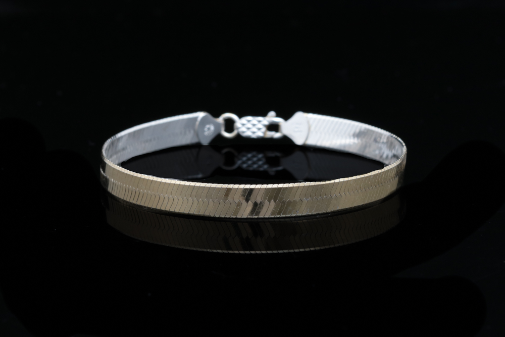 Sterling Silver Herringbone Two-Tone Bracelet