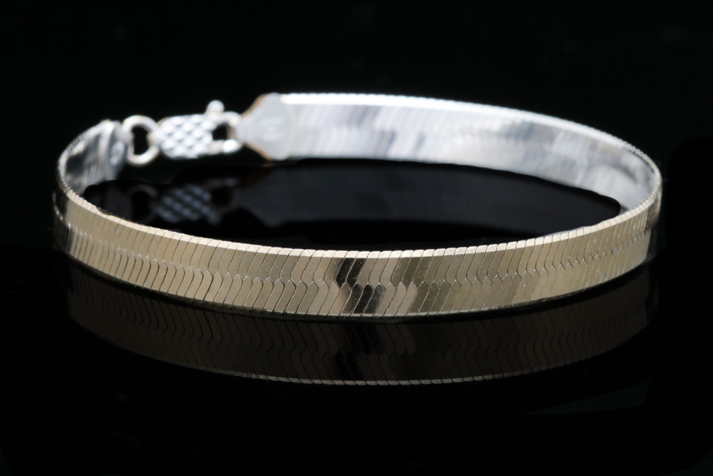 Sterling Silver Herringbone Two-Tone Bracelet