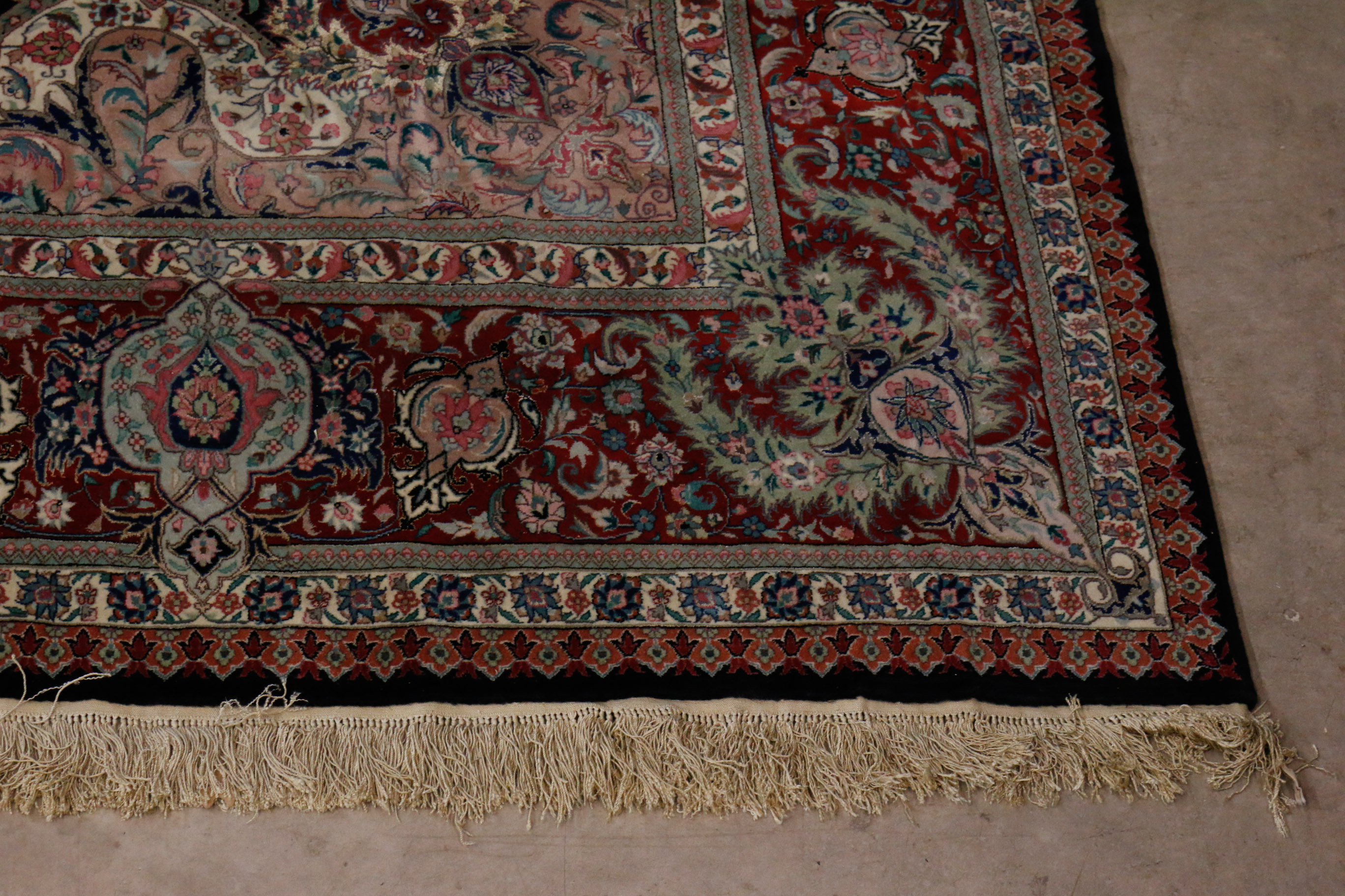 Hand-Knotted Chinese Wool and Silk Area Rug