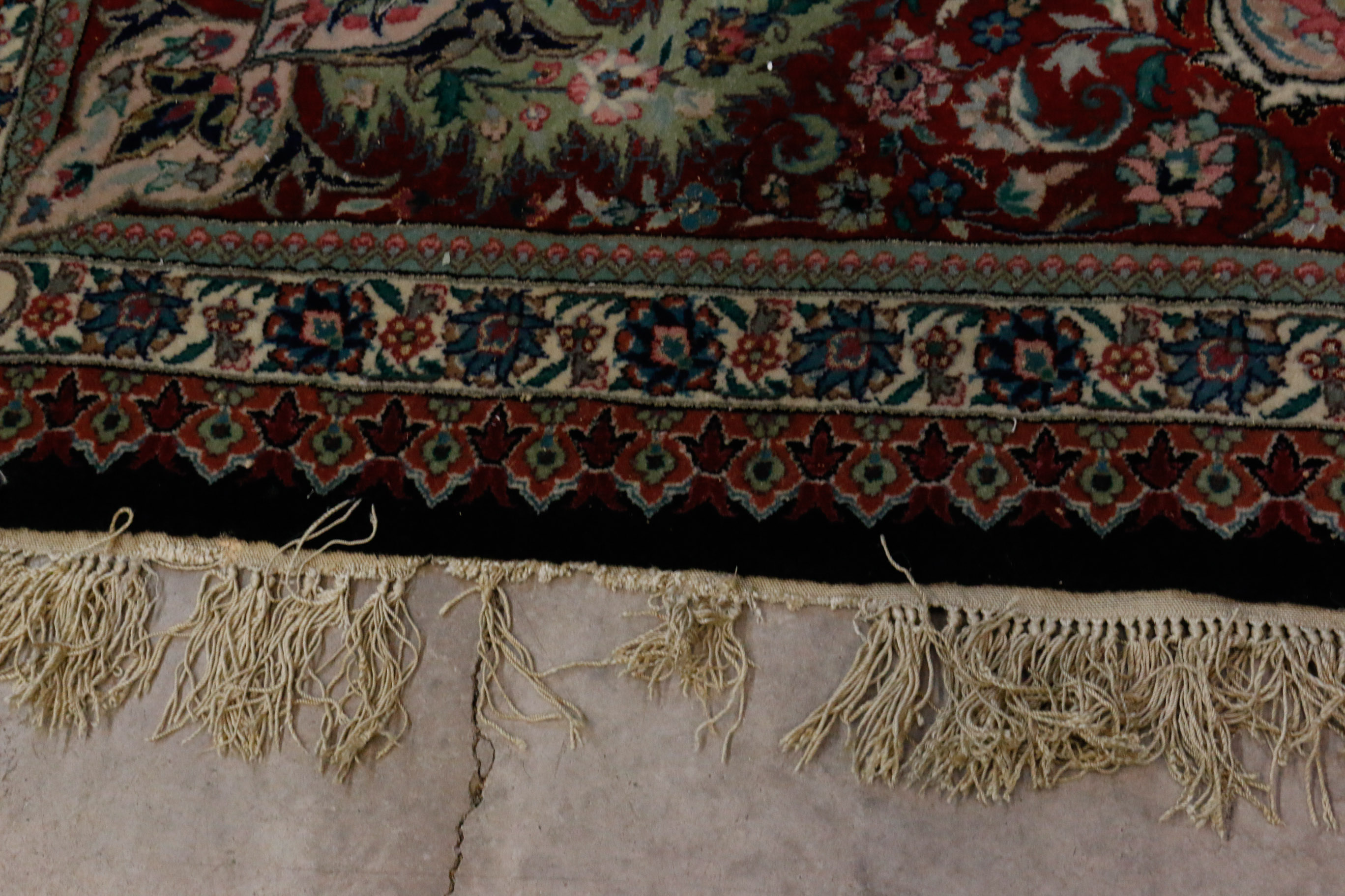 Hand-Knotted Chinese Wool and Silk Area Rug