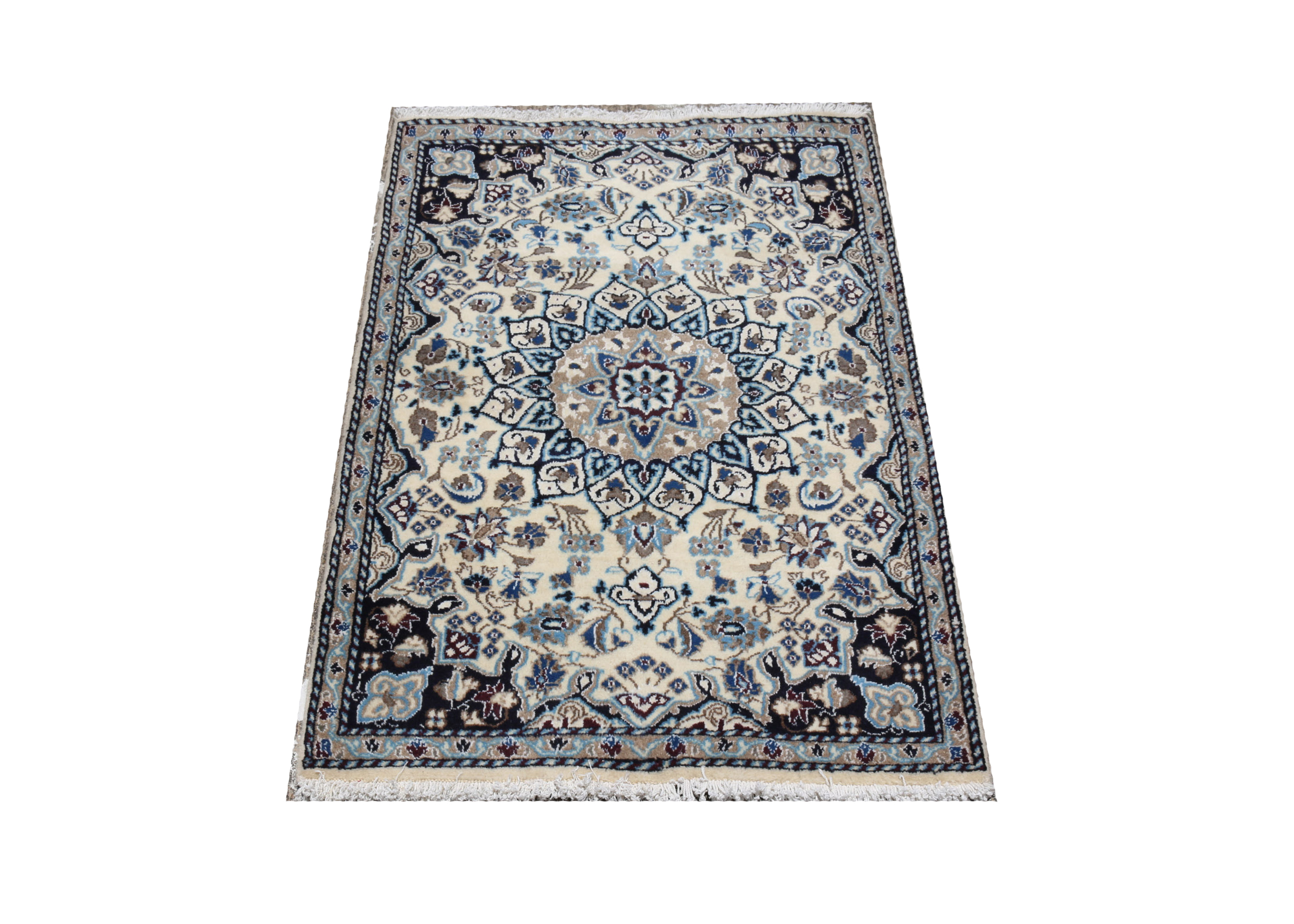 Handwoven Vintage Persian Nain Area Rug