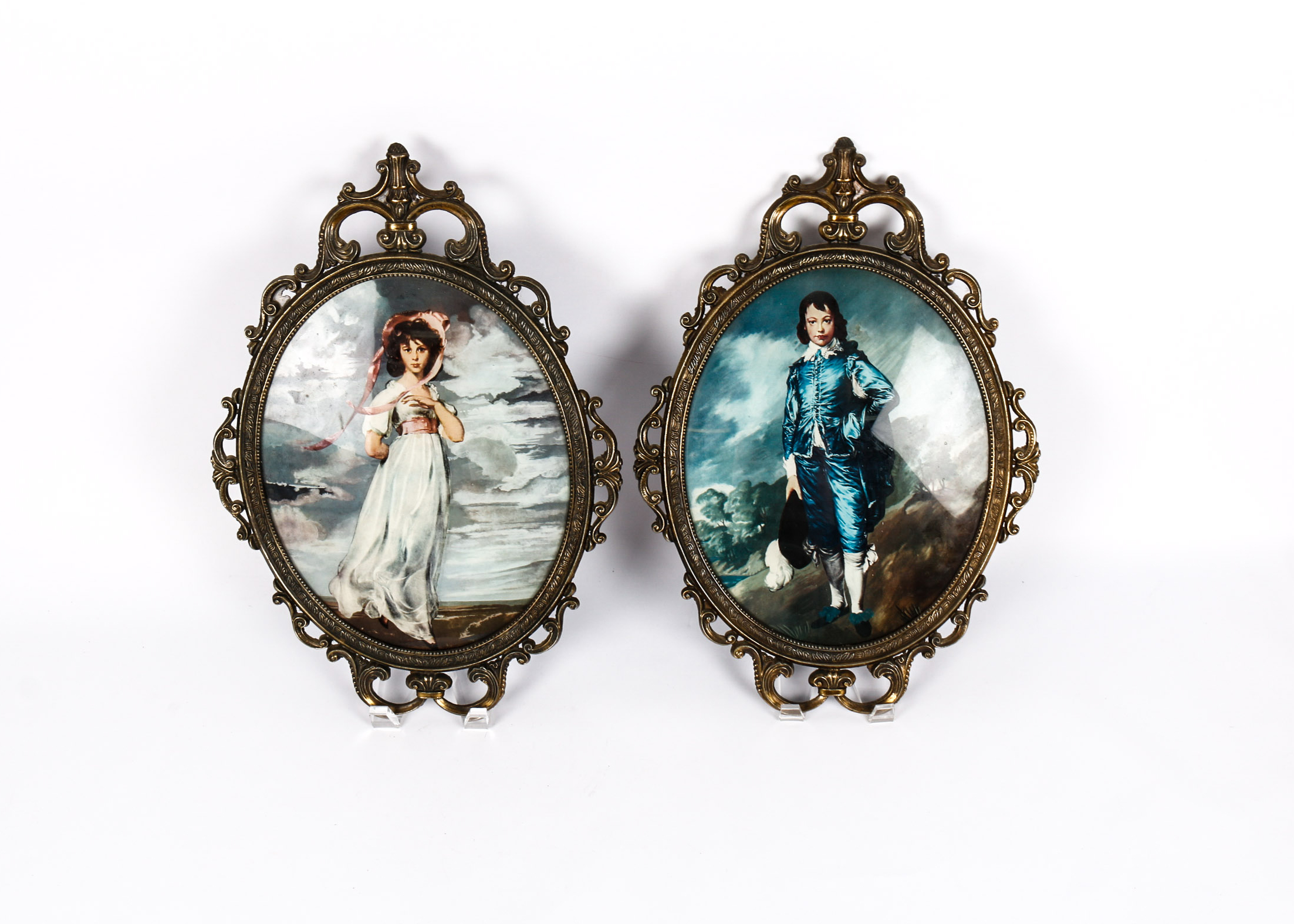 Framed Victorian Bubble Prints of "Blue Boy" and "Pinkie"