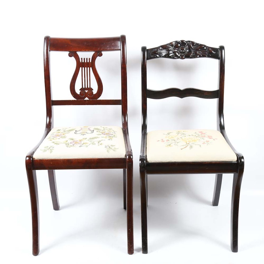 Two Accent Chairs with Needlepoint Seats