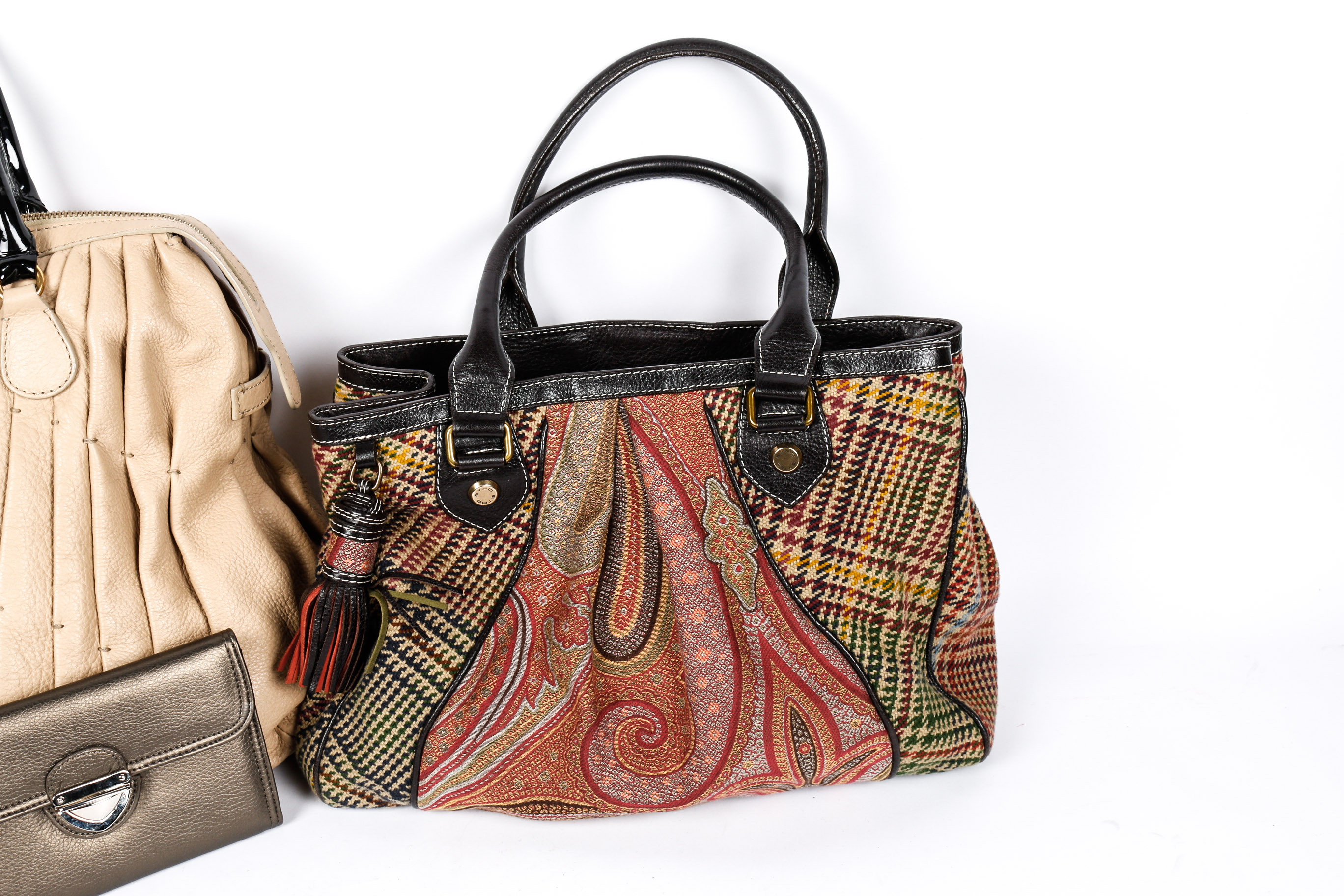 Valentino Maison Pintucked Shopper Tote Bag, Etro Bag and Wallet