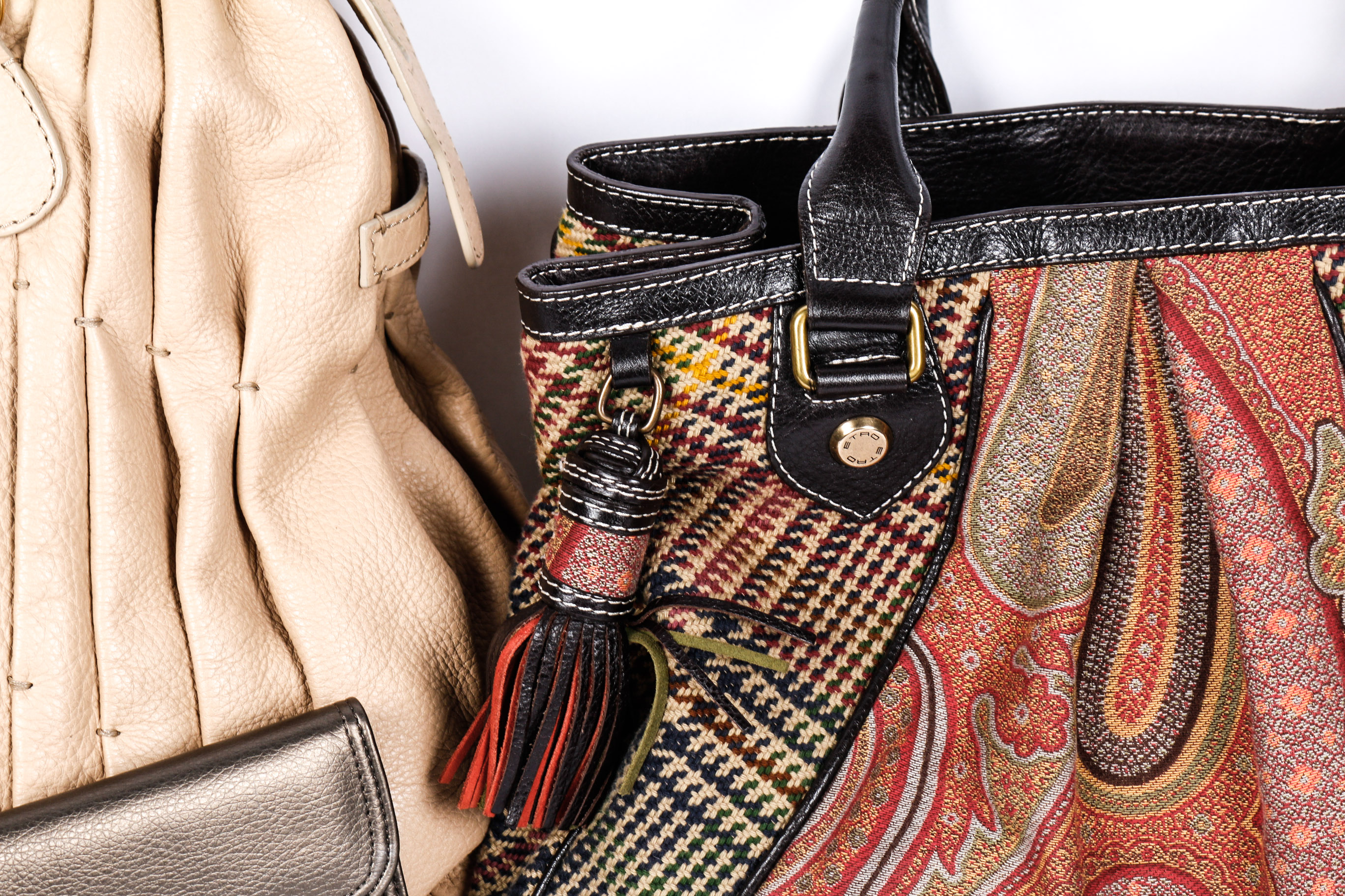 Valentino Maison Pintucked Shopper Tote Bag, Etro Bag and Wallet