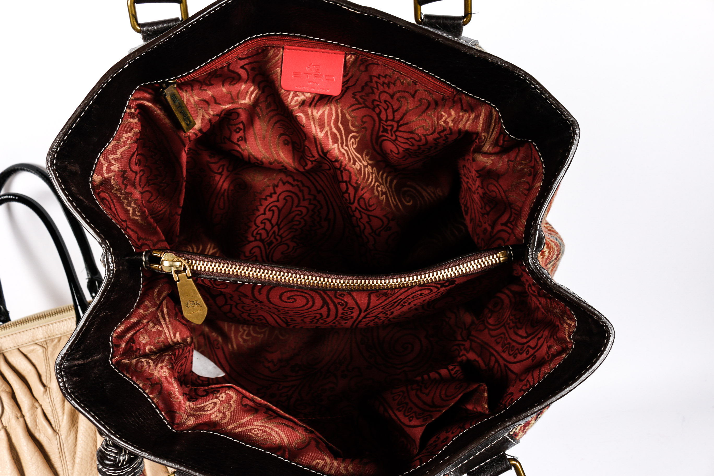 Valentino Maison Pintucked Shopper Tote Bag, Etro Bag and Wallet