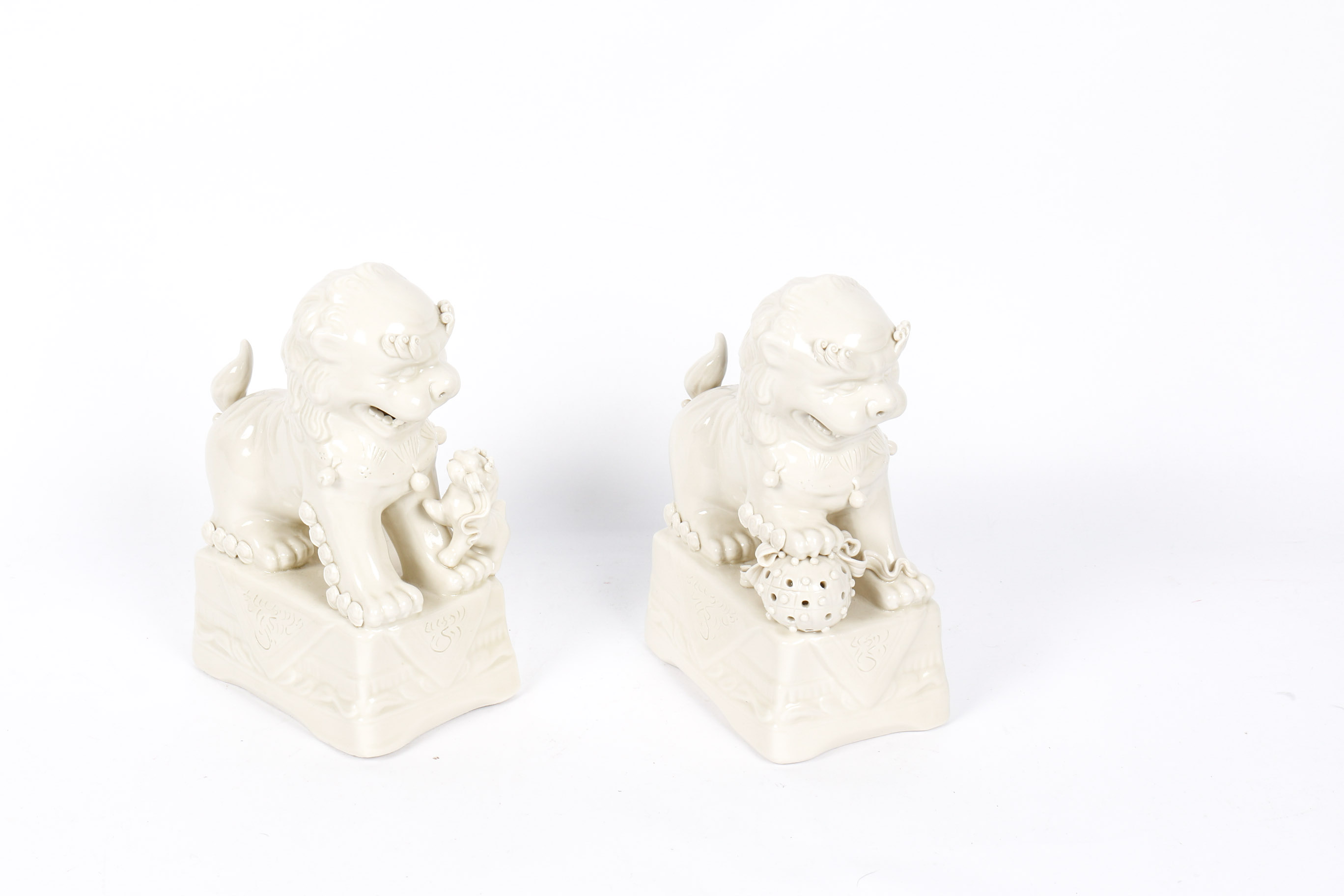 White Glazed Ceramic Guardian Lions