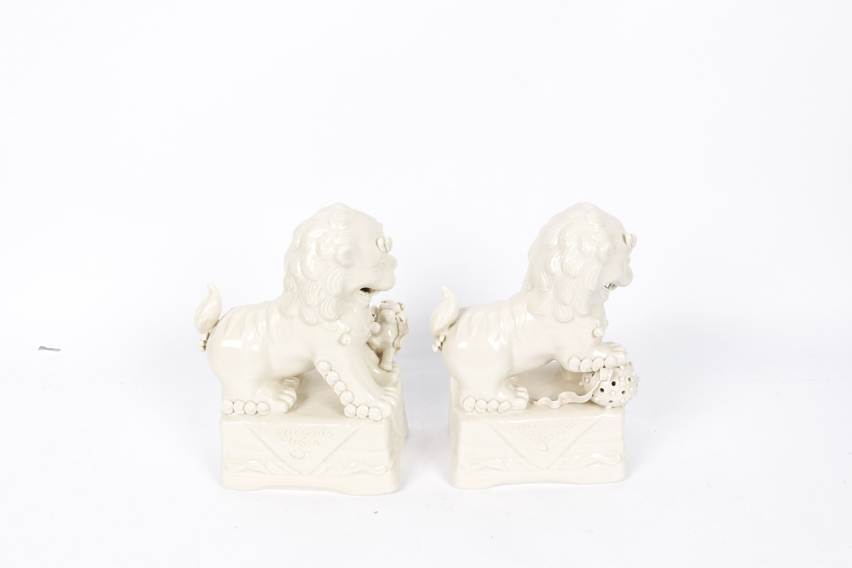 White Glazed Ceramic Guardian Lions
