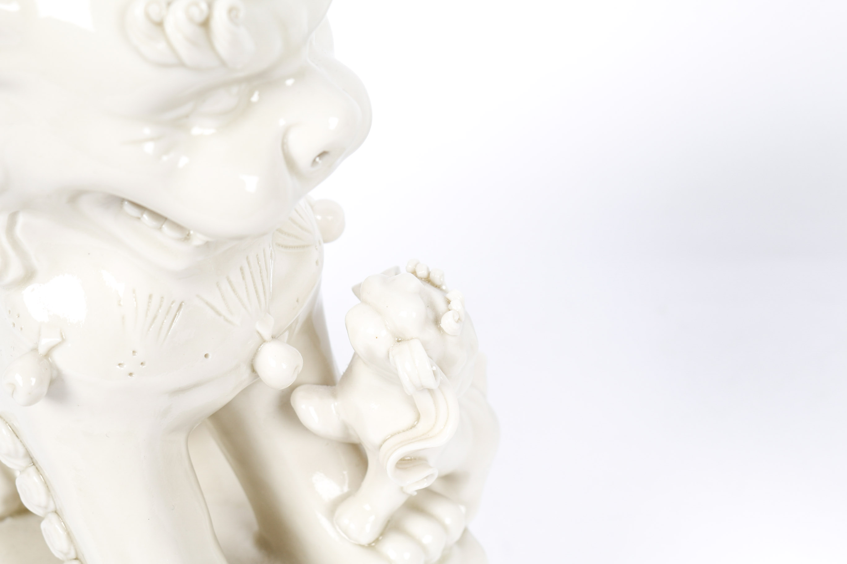 White Glazed Ceramic Guardian Lions