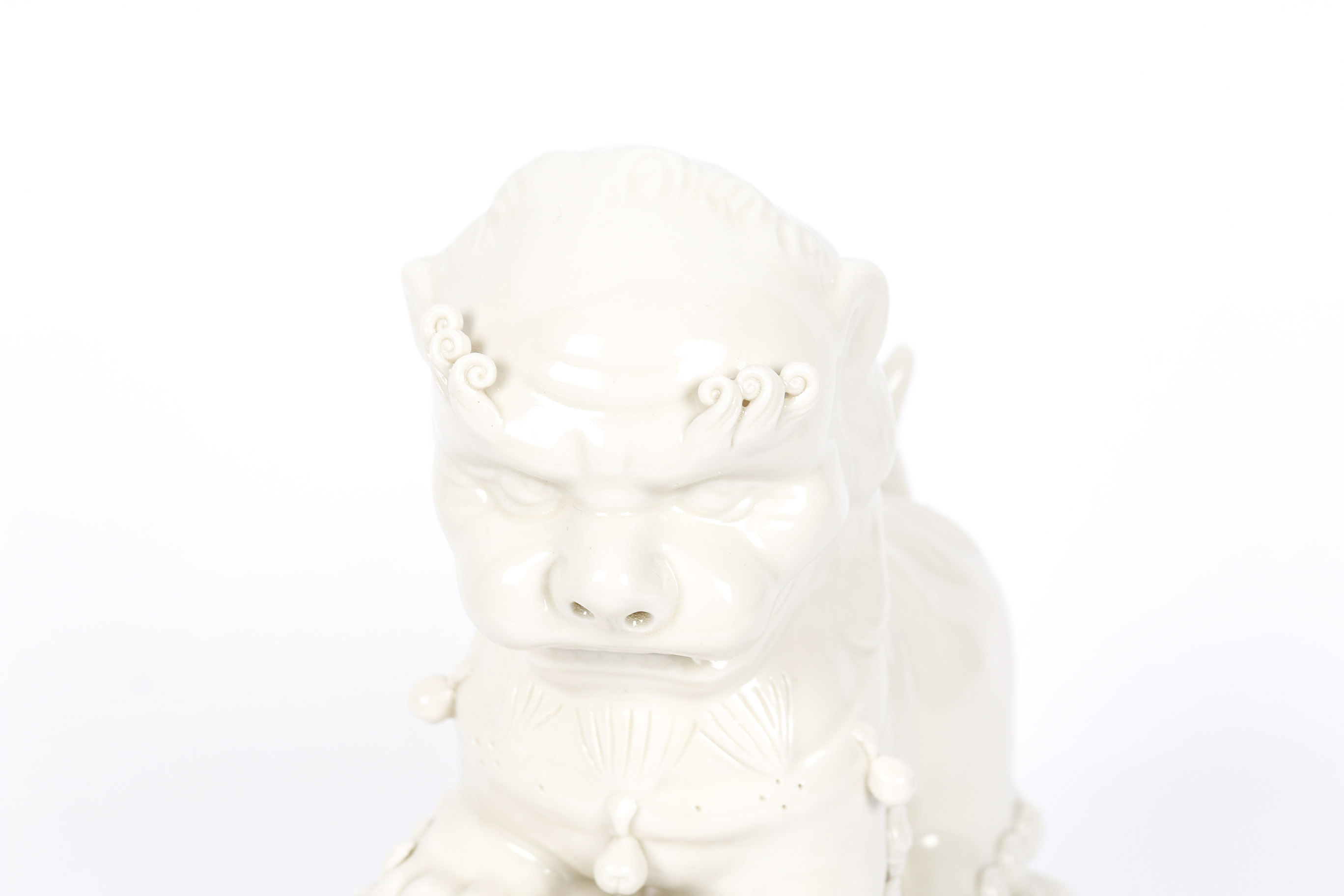 White Glazed Ceramic Guardian Lions