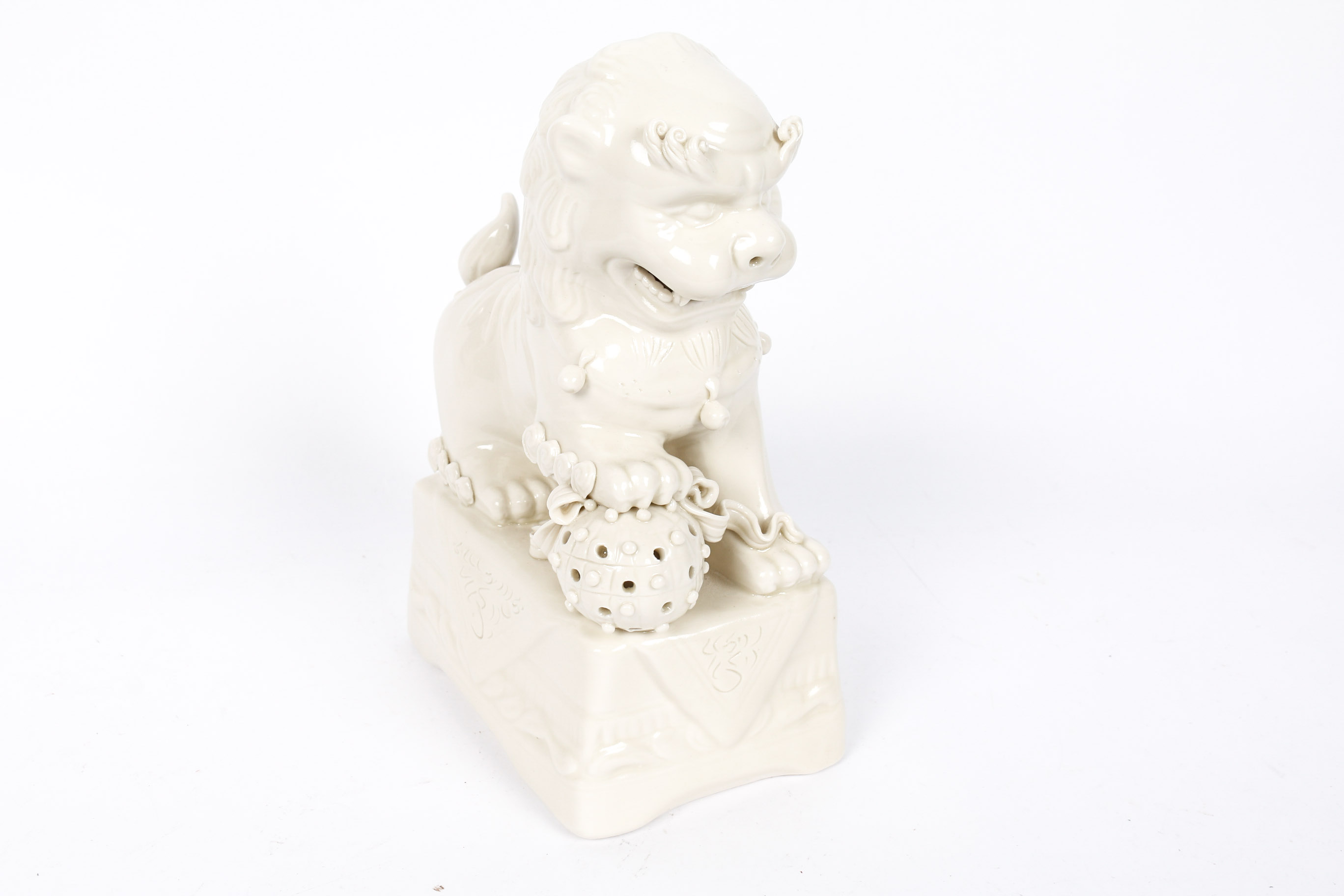 White Glazed Ceramic Guardian Lions