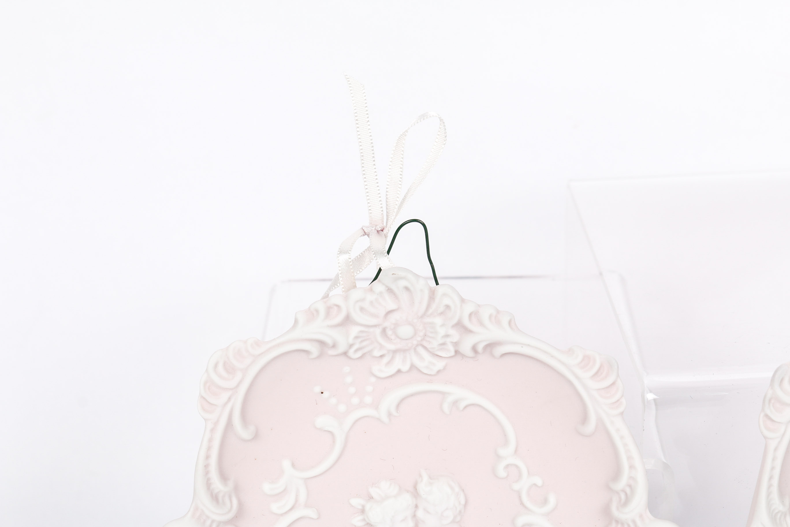 Pair of Pink Arnart Jasperware-Style Wall Plaques