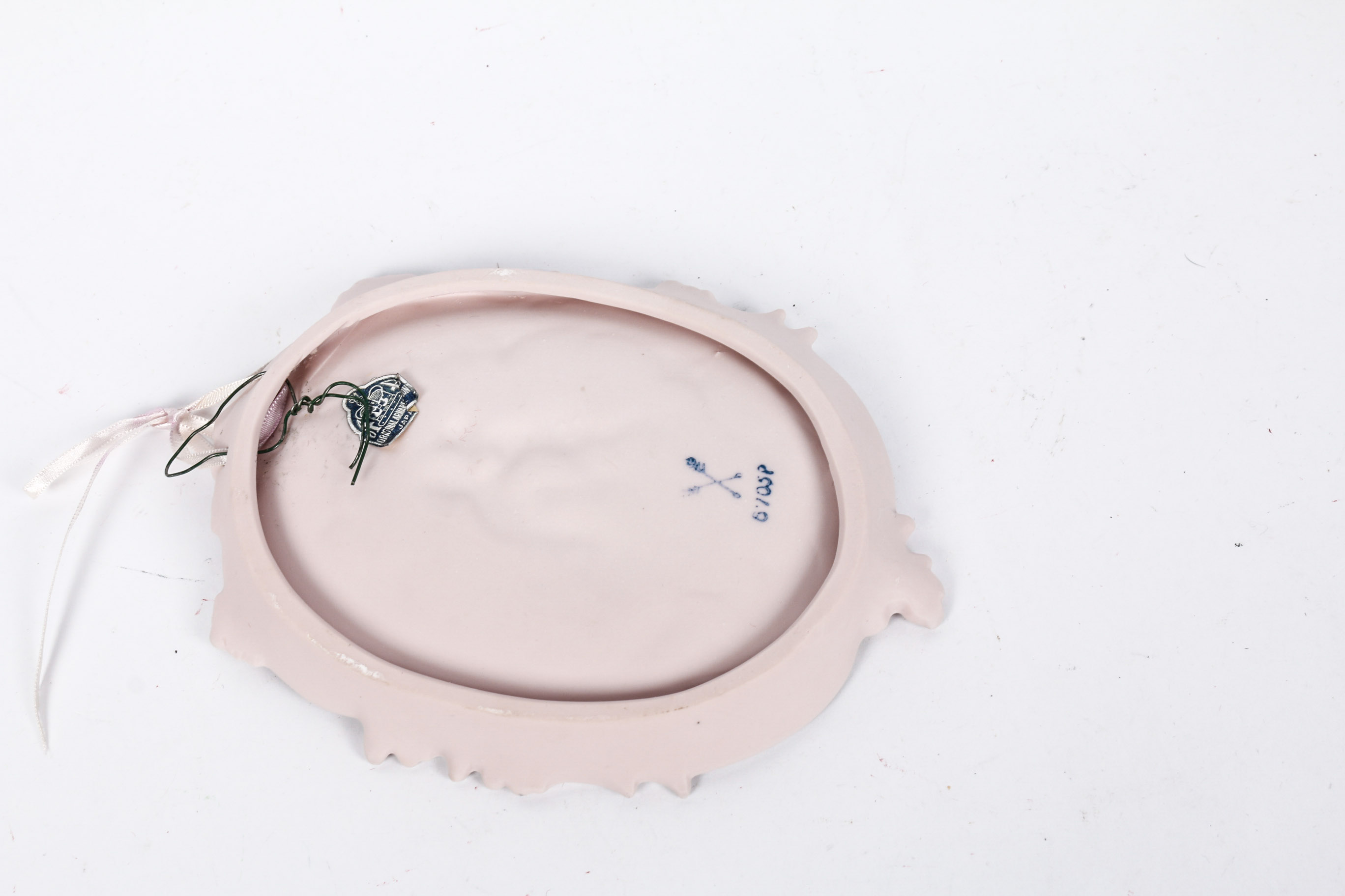 Pair of Pink Arnart Jasperware-Style Wall Plaques