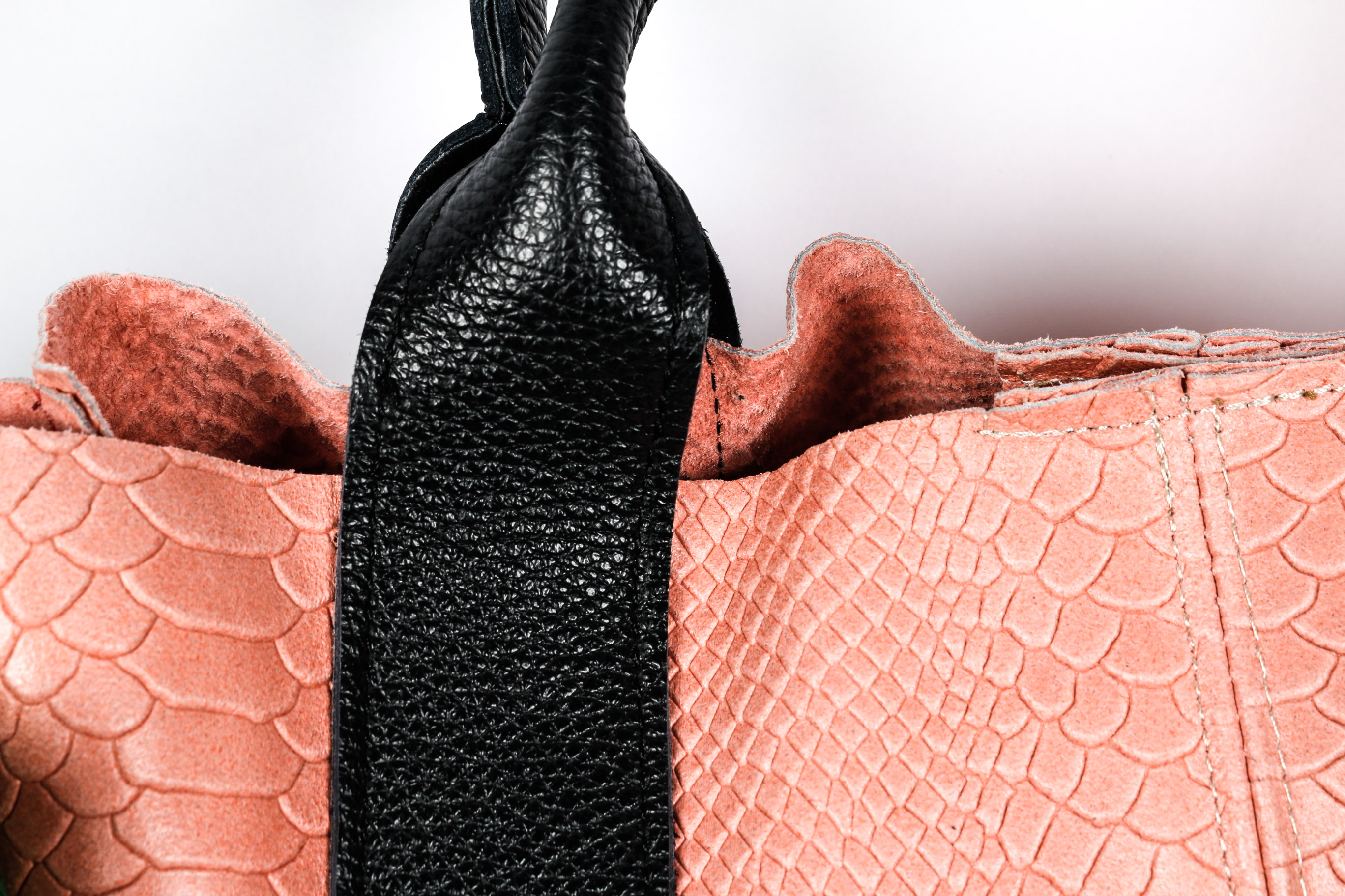 Pair of Leather Faux Snakeskin Handbags by Anna Morellini and Mia Tomazzi