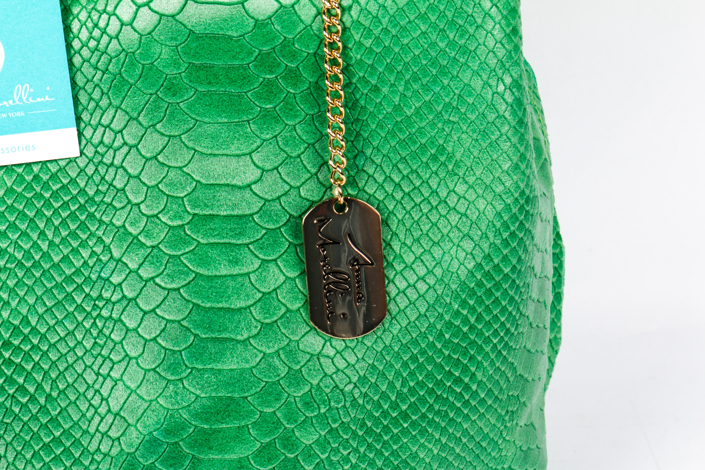 Pair of Leather Faux Snakeskin Handbags by Anna Morellini and Mia Tomazzi