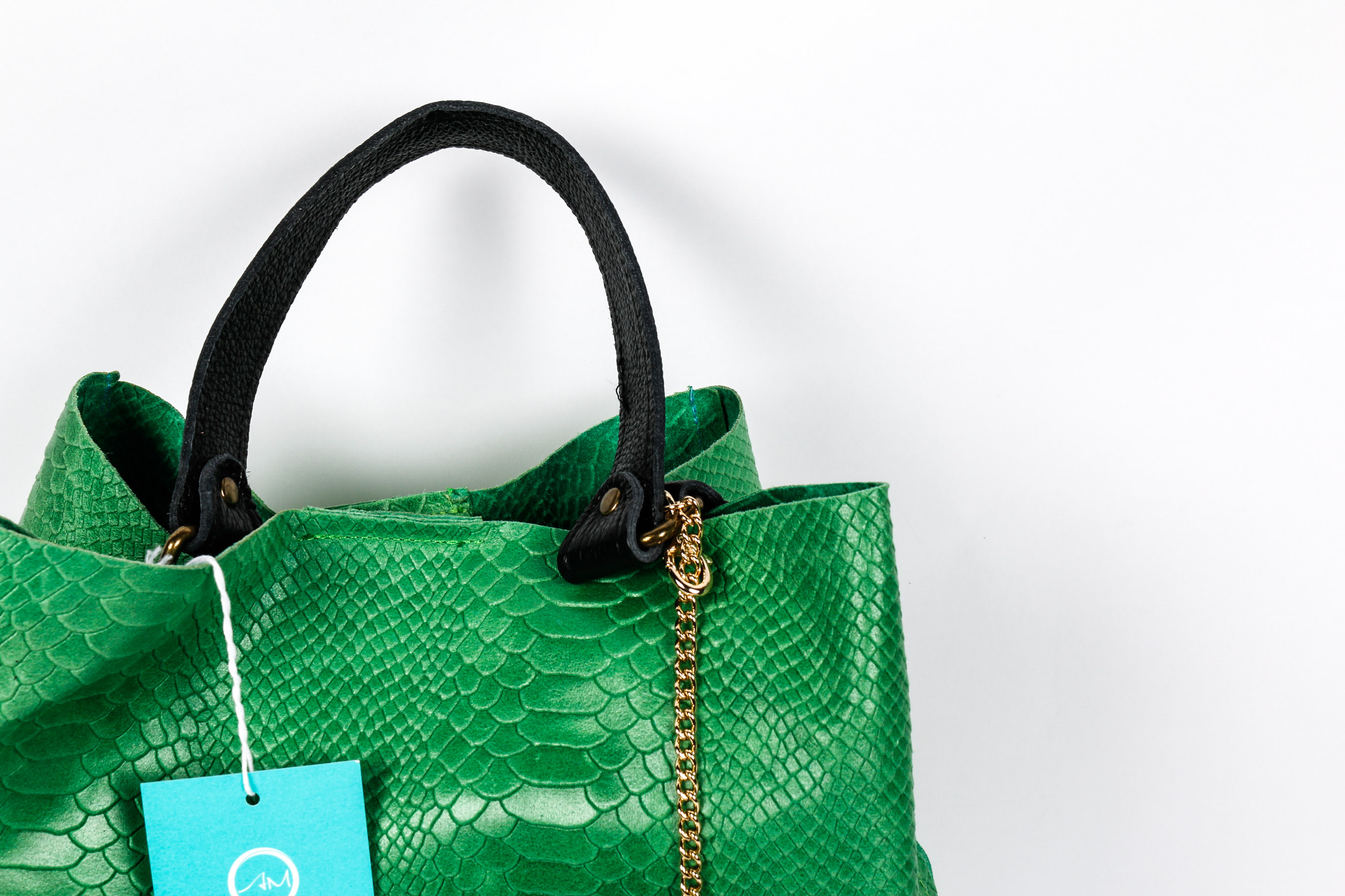 Pair of Leather Faux Snakeskin Handbags by Anna Morellini and Mia Tomazzi