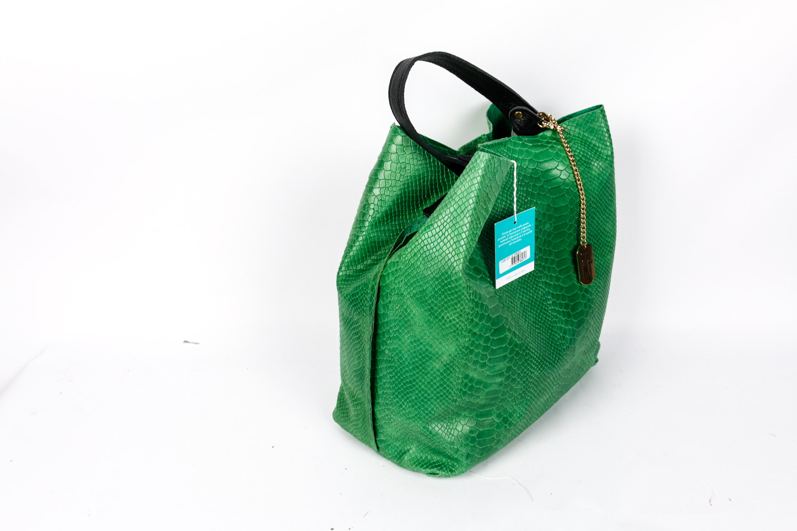 Pair of Leather Faux Snakeskin Handbags by Anna Morellini and Mia Tomazzi