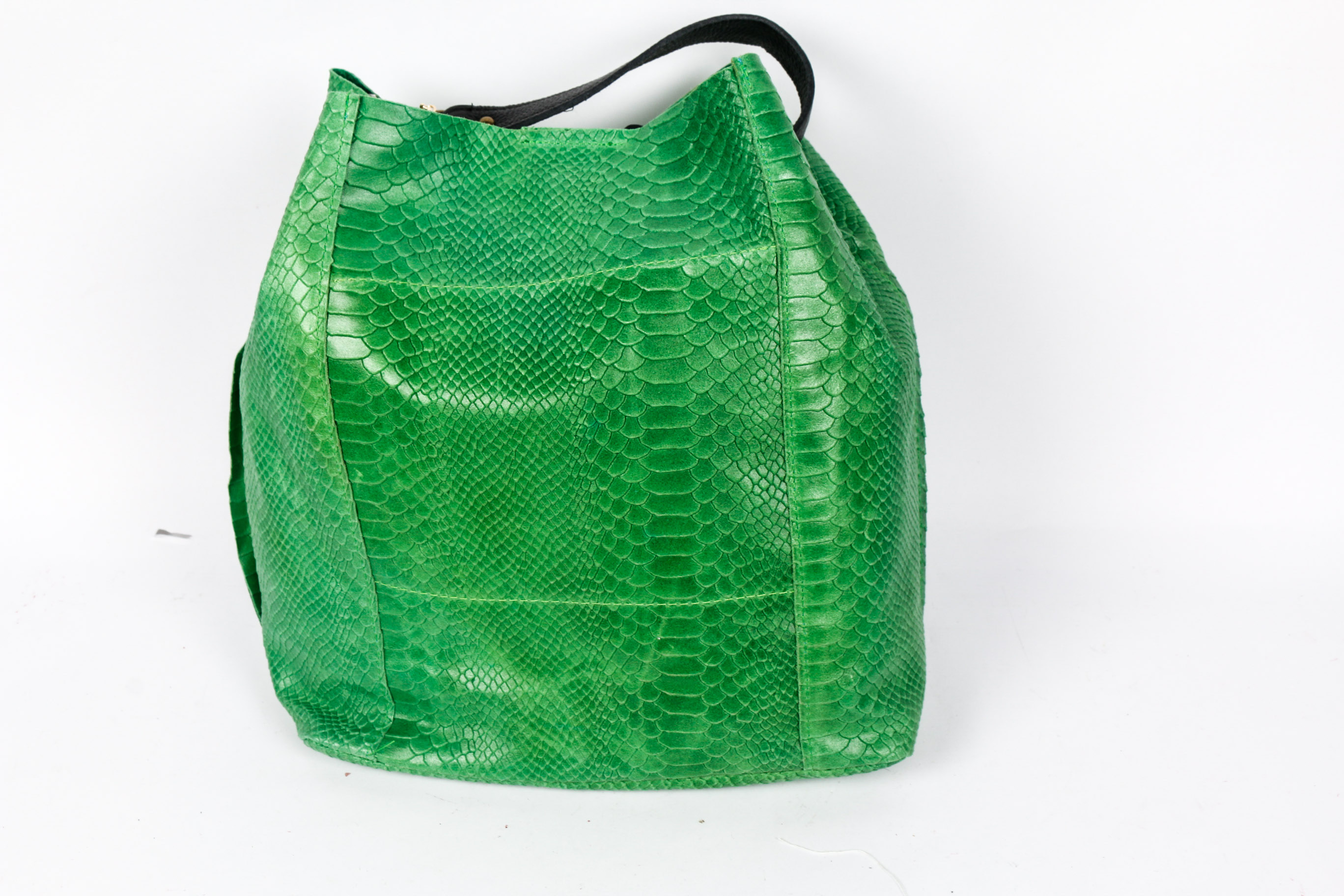 Pair of Leather Faux Snakeskin Handbags by Anna Morellini and Mia Tomazzi