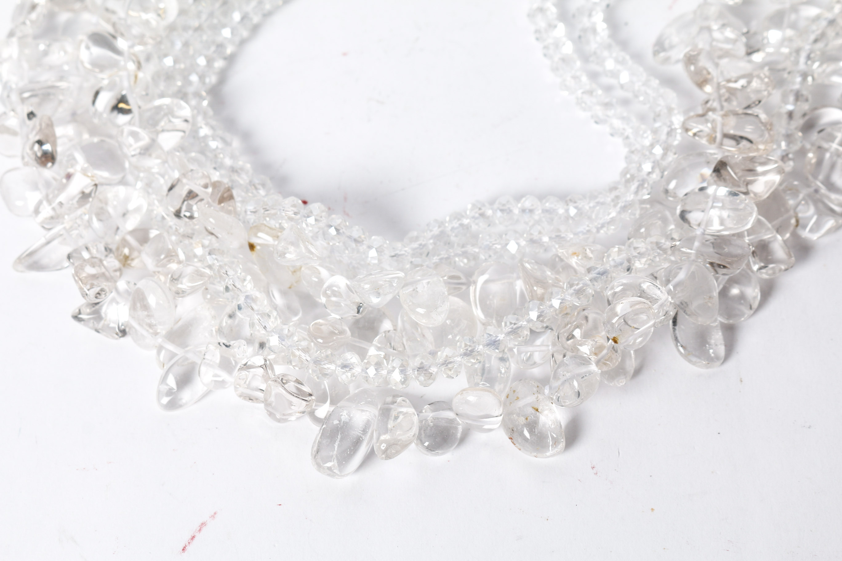 Polished Glass Necklace With Floral Brooch