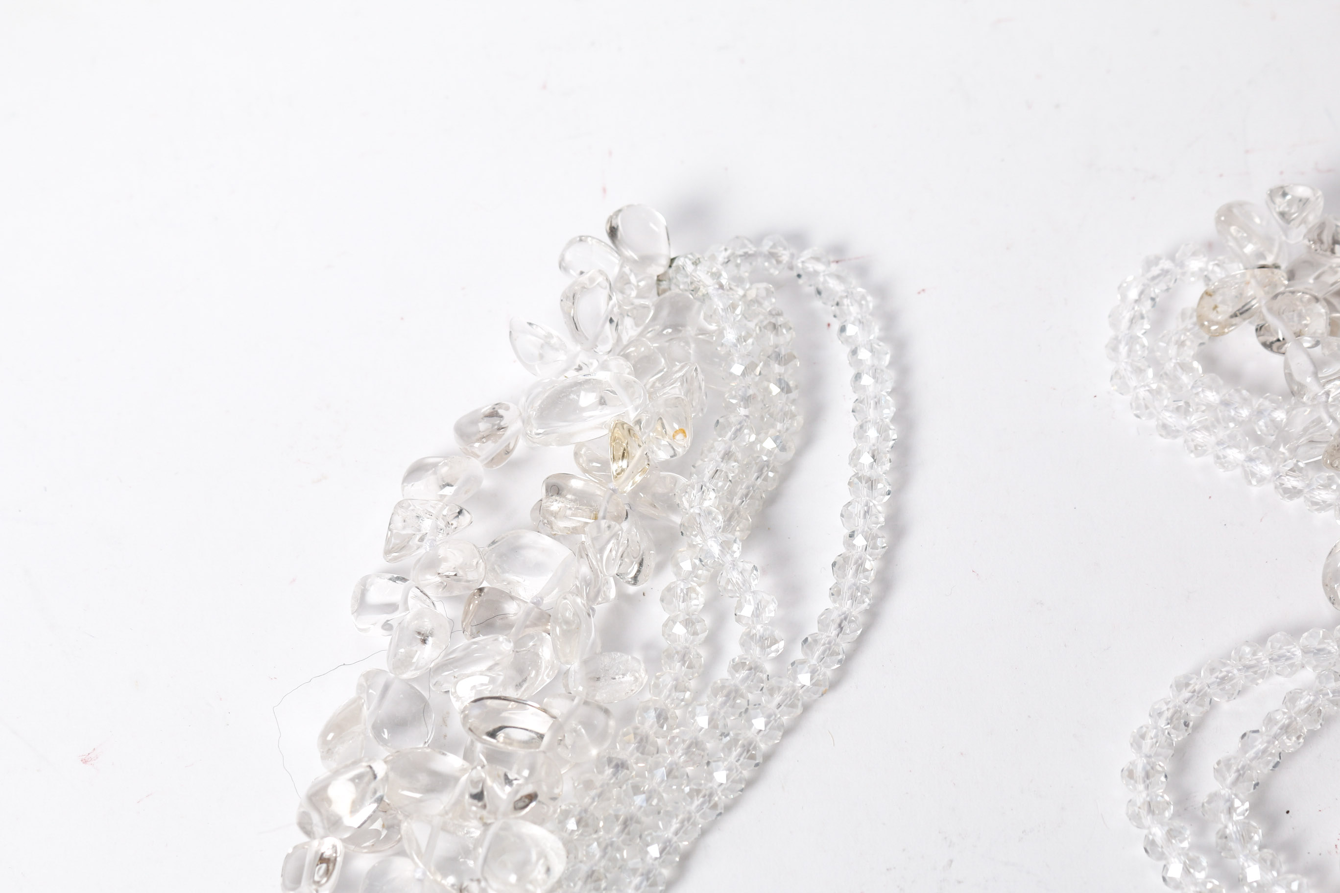 Polished Glass Necklace With Floral Brooch