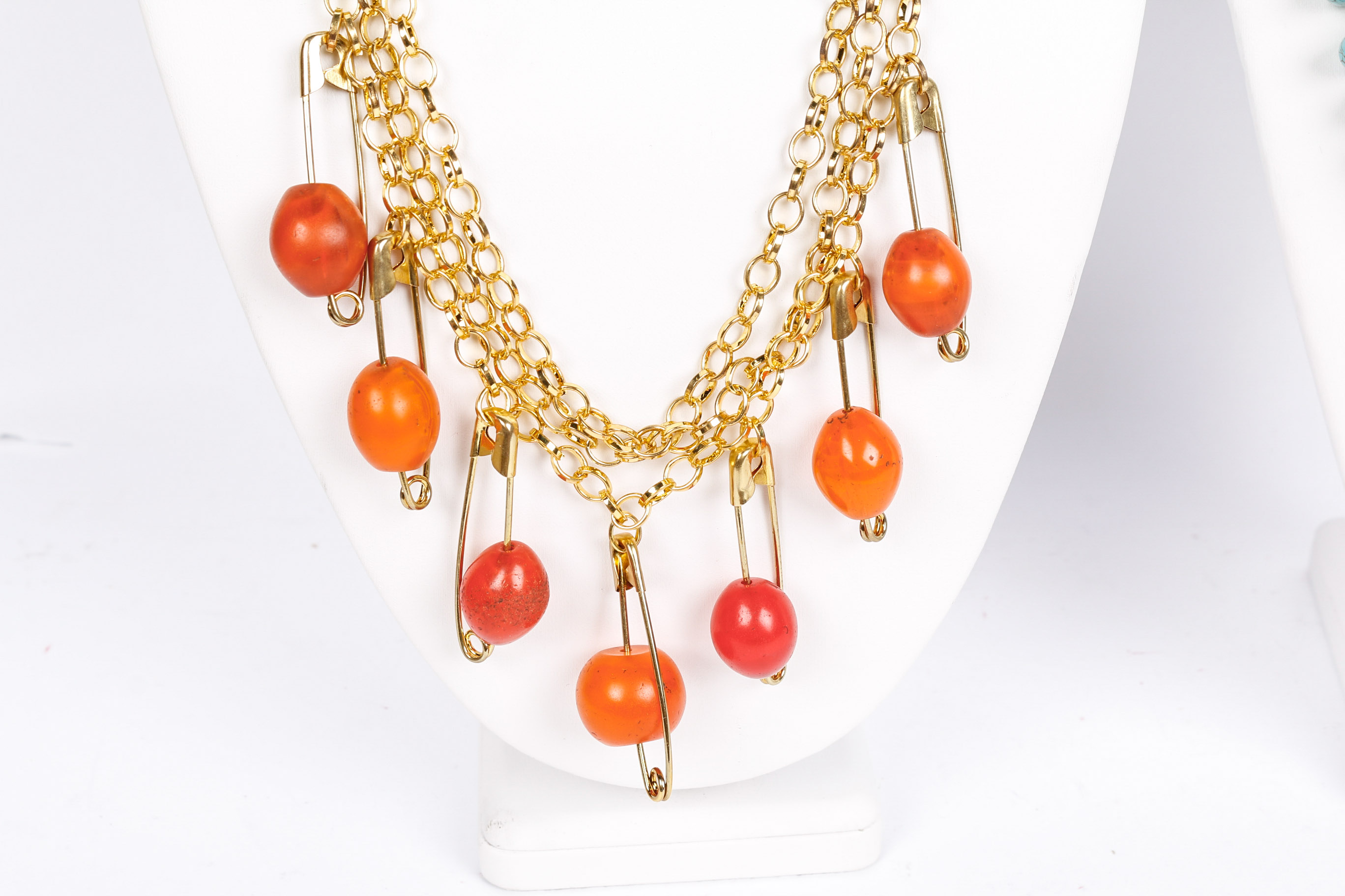 Pair of Coral and Howlite Necklaces