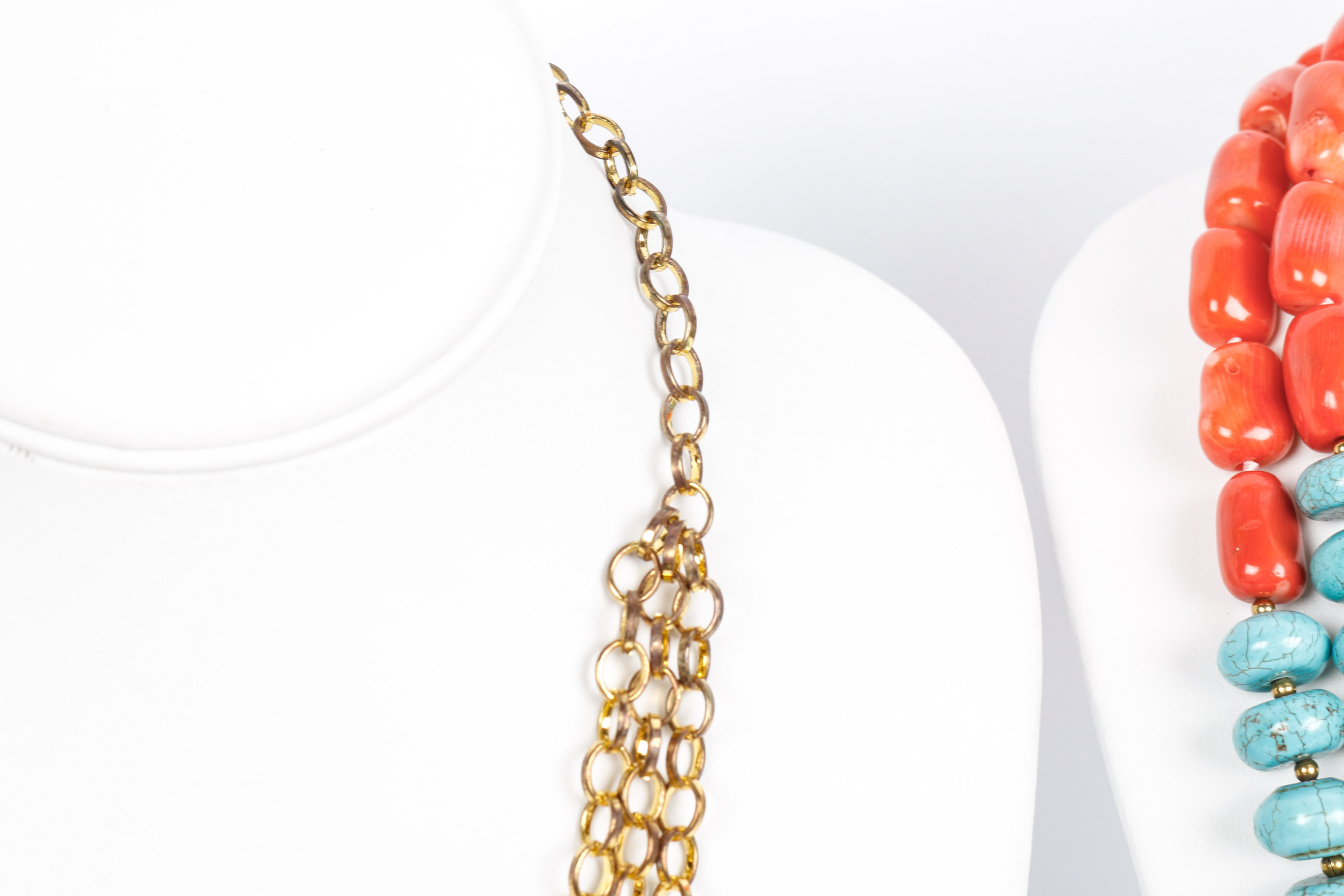 Pair of Coral and Howlite Necklaces